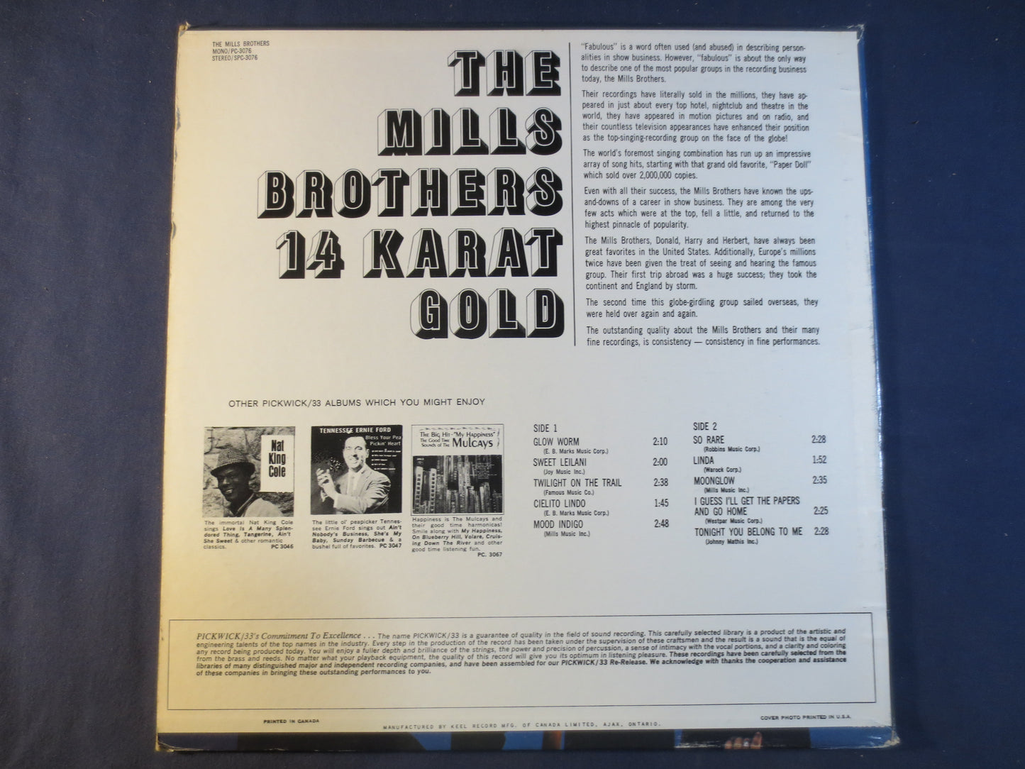 The MILLS BROTHERS, 14 KARAT Gold, Pop Records, Vinyl, Vintage Vinyl, Record Vinyl, Records, Vinyl Records, 1967 Records
