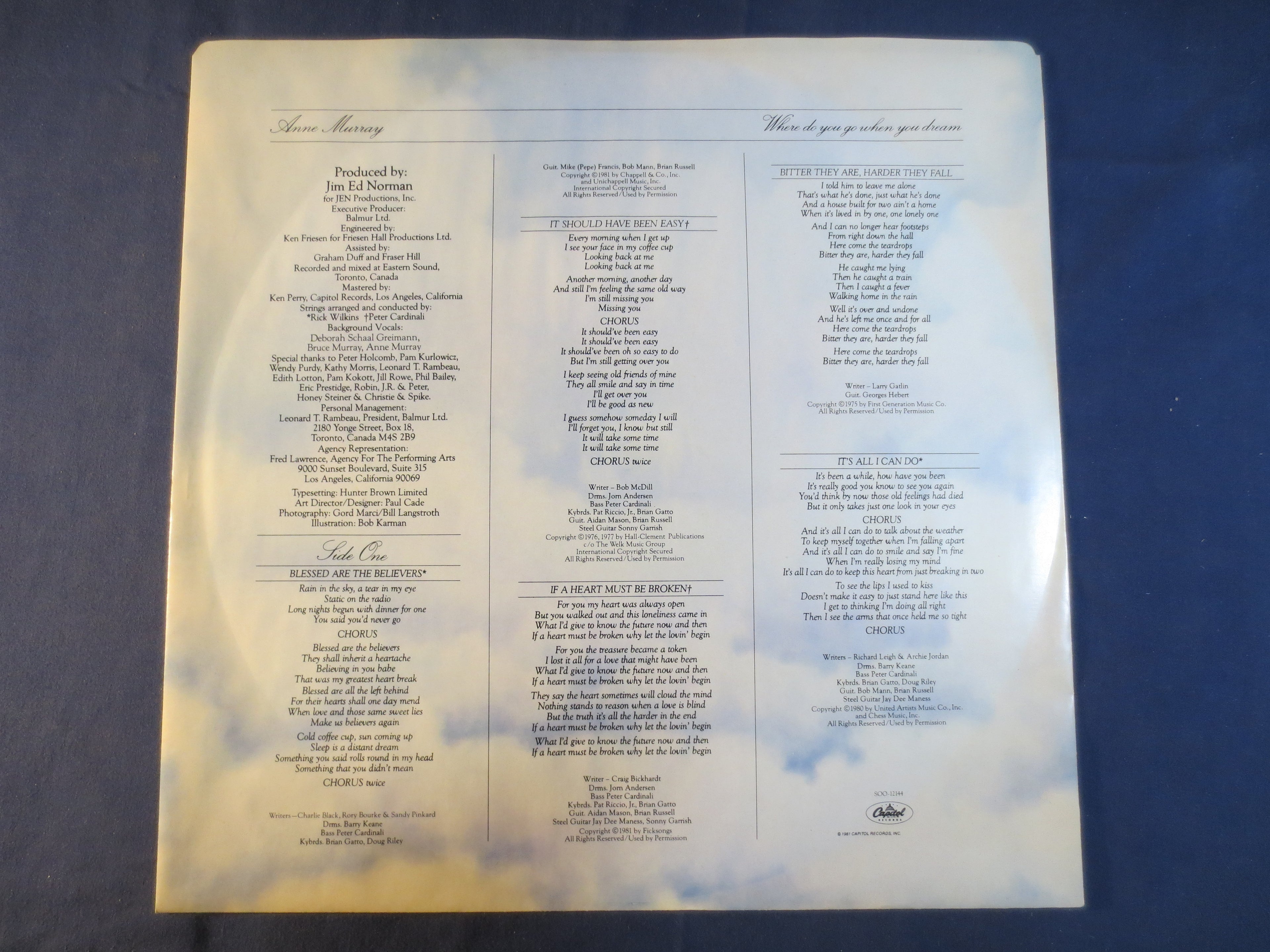 Anne Murray – Where Do You Go When You Dream (1981) Vinyl LP