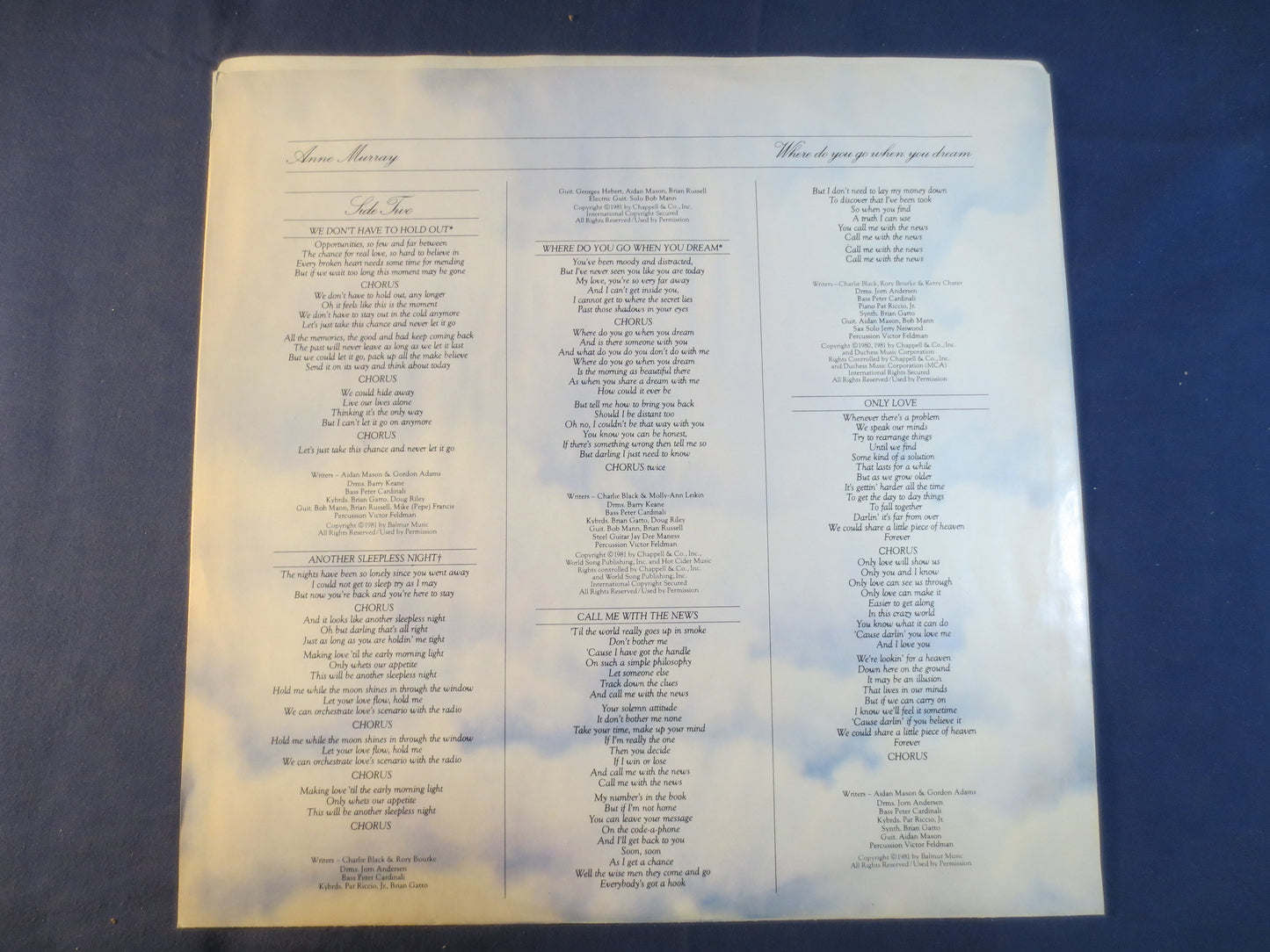ANNE MURRAY, Where Do You Go When You Dream, Anne Murray Record, Anne Murray Album, Anne Murray Lp, Country, 1981 Records