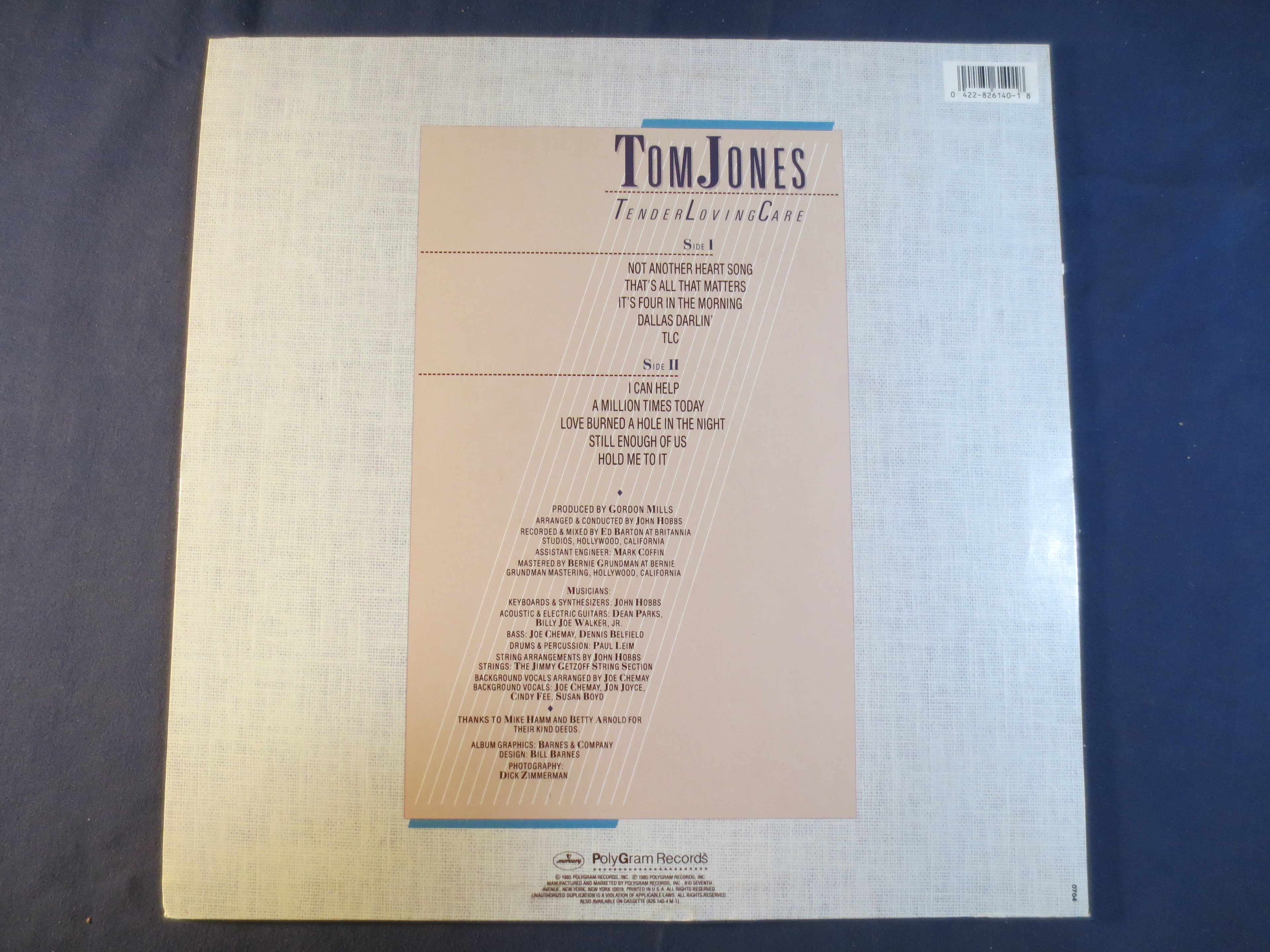 Tom Jones – Tender Loving Care (1985) Vinyl LP