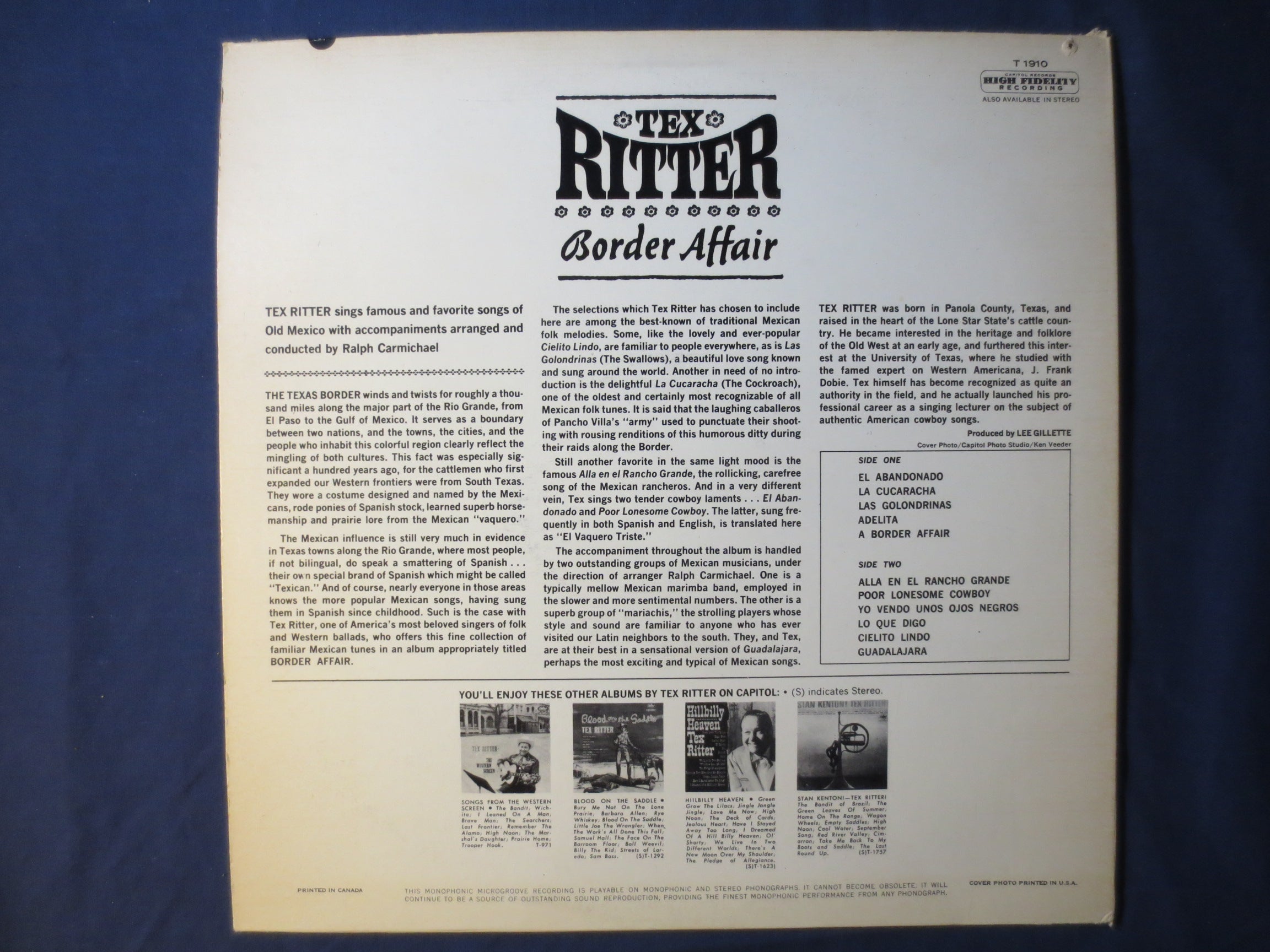 Tex Ritter – Border Affair (1963) Vinyl LP