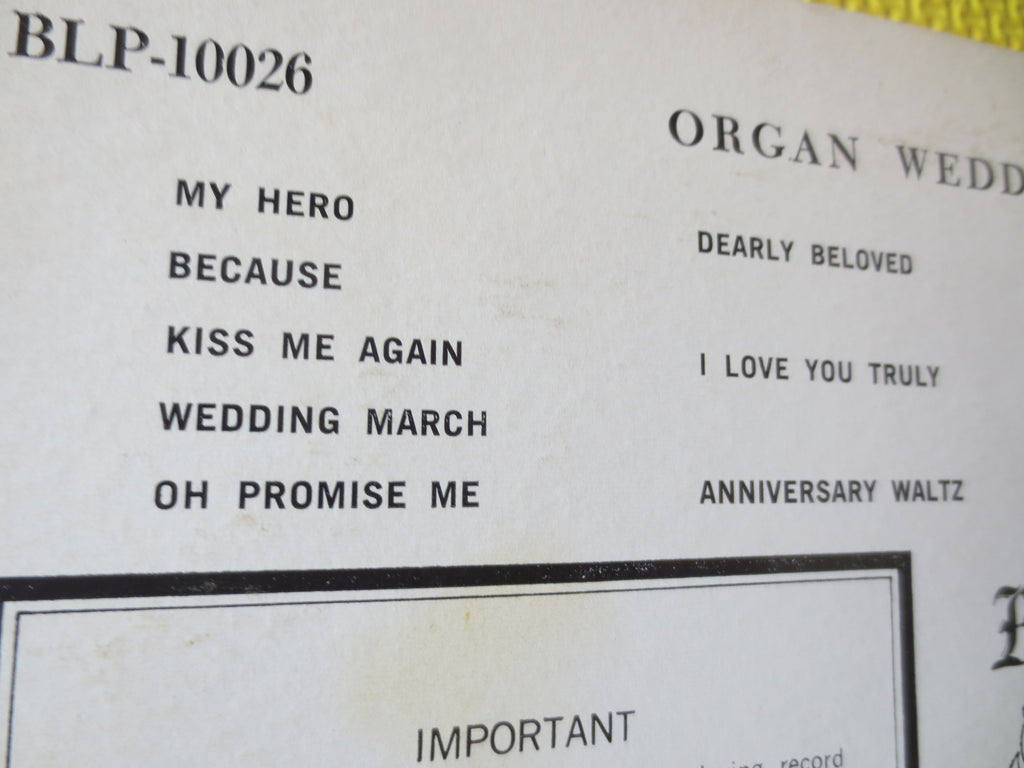 Organ Wedding Music (1977) Vinyl LP
