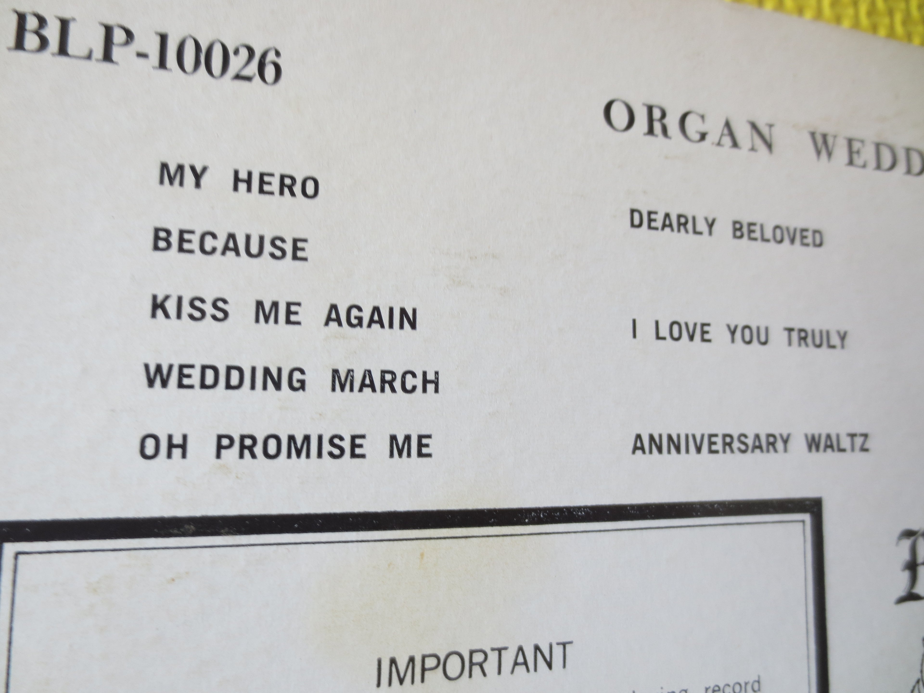 Organ Wedding Music (1977) Vinyl LP