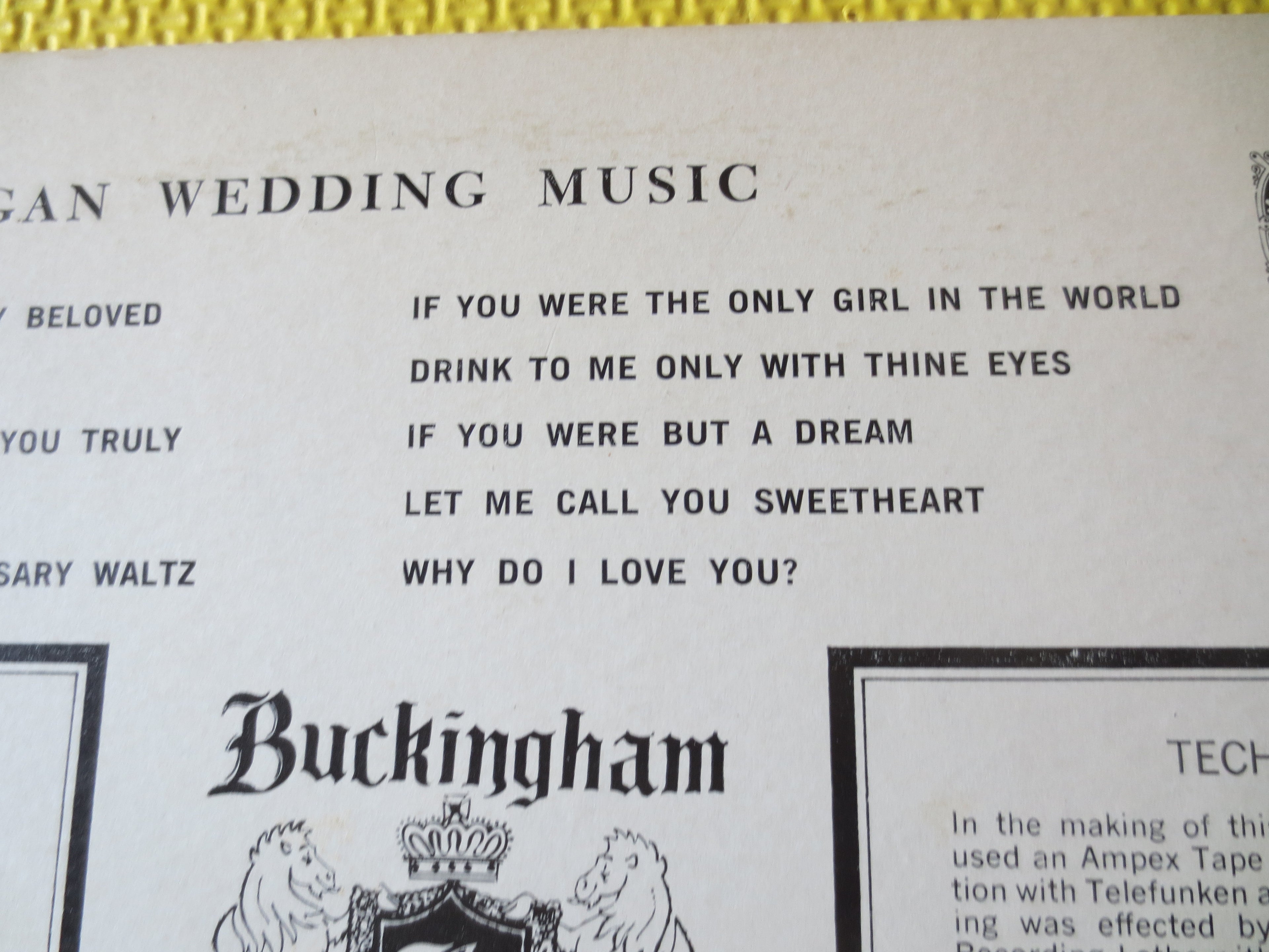 Organ Wedding Music (1977) Vinyl LP
