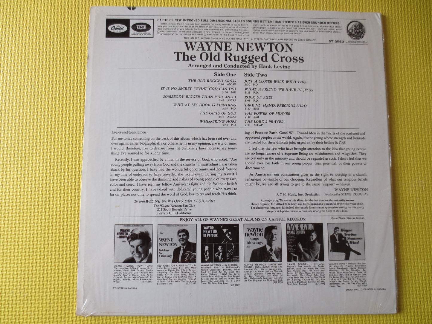 WAYNE NEWTON, The Old Rugged CROSS, Wayne Newton Record, Wayne Newton lps, lps, Wayne Newton Albums, Vinyl lp, 1966 Records