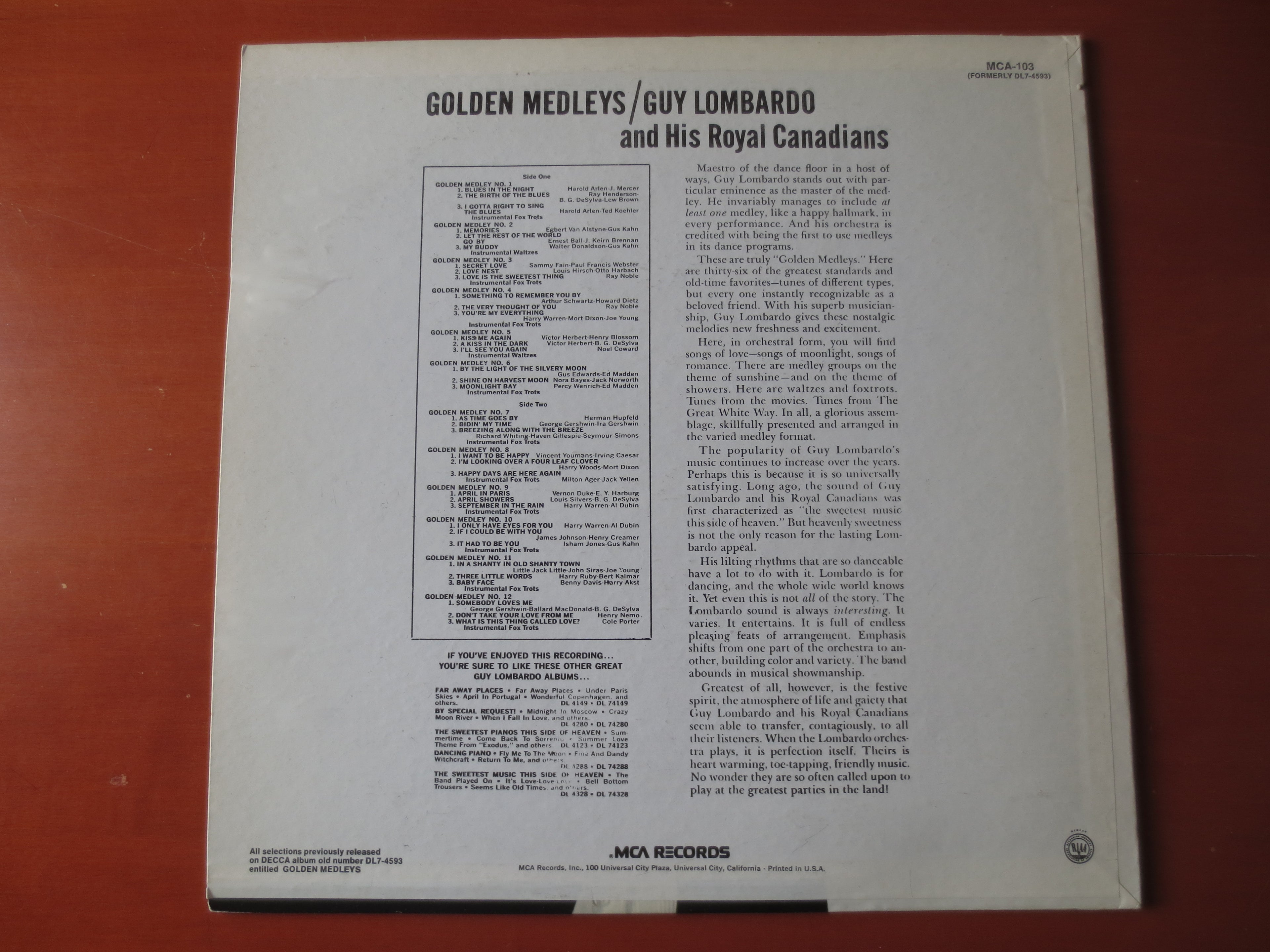 Guy Lombardo – Golden Medleys (1980) Vinyl LP