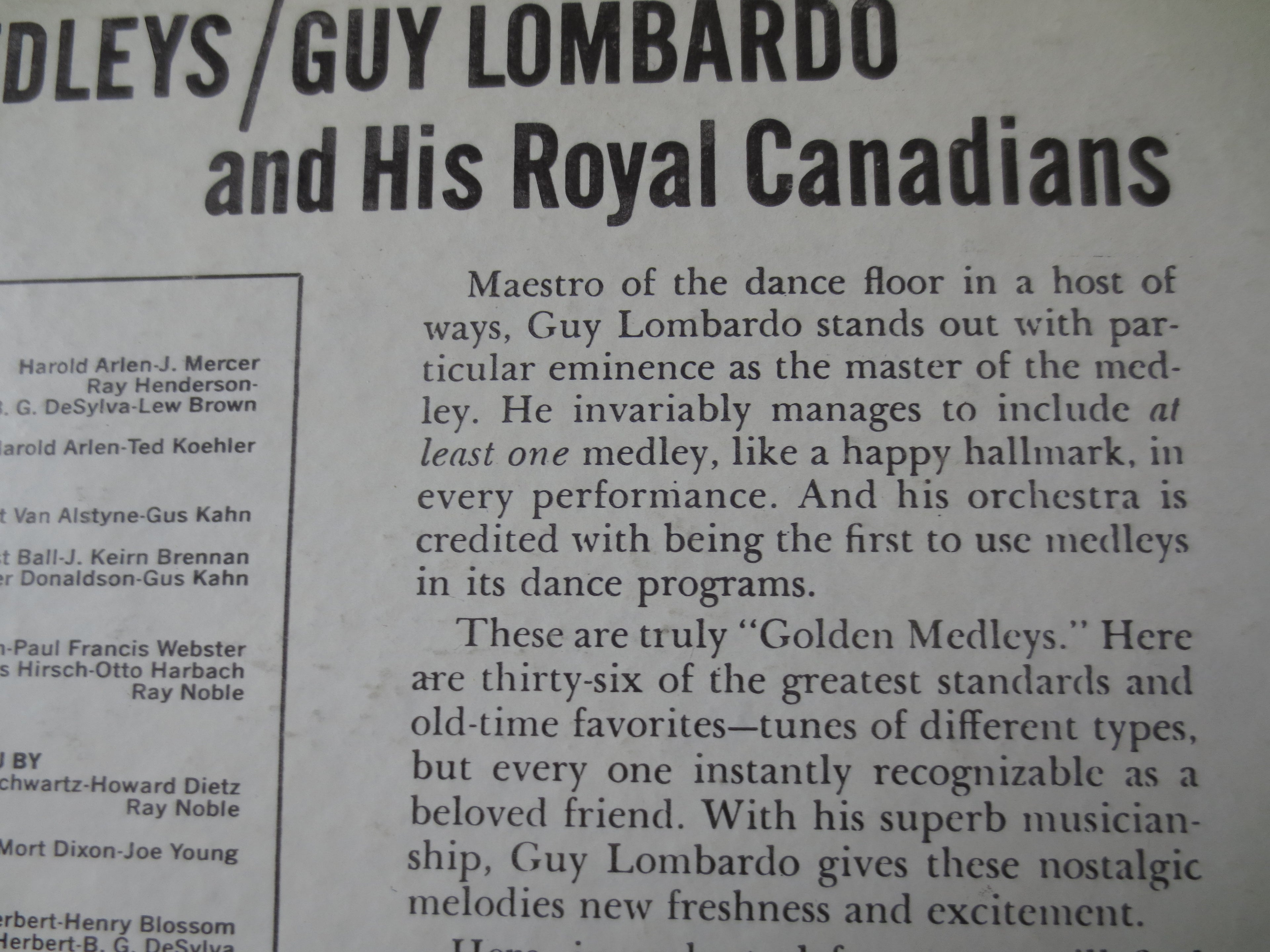 Guy Lombardo – Golden Medleys (1980) Vinyl LP