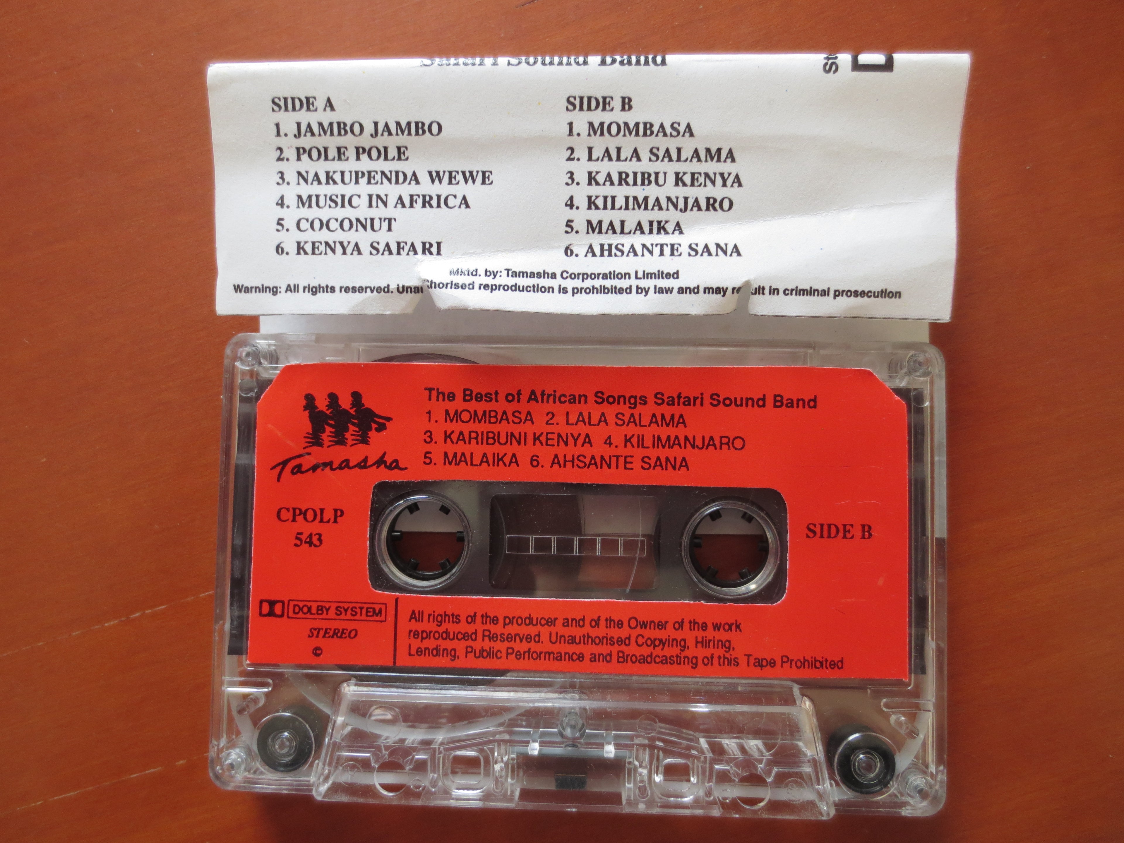 Safari Sound Band – The Best of African Songs (1984) Cassette