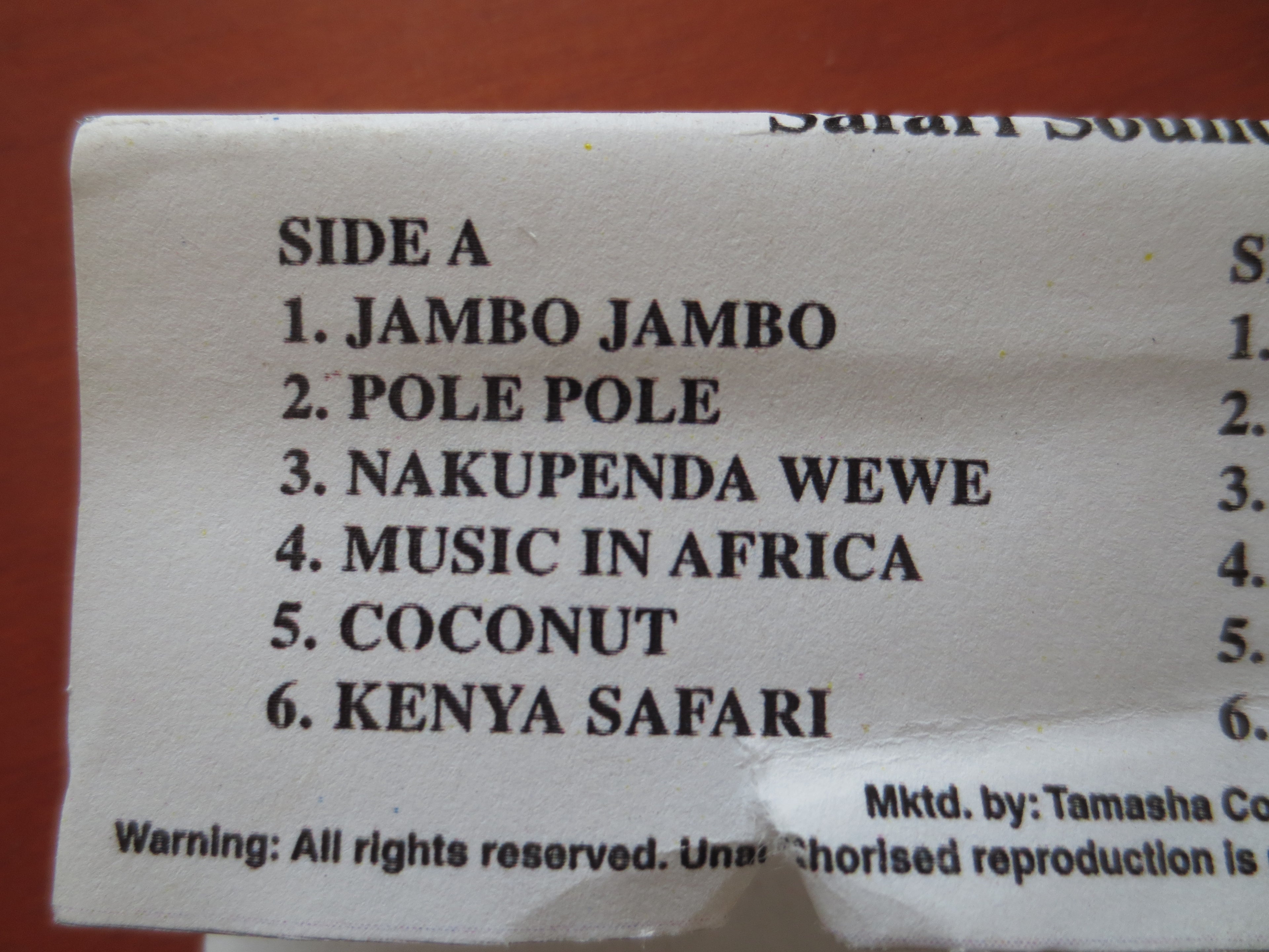 Safari Sound Band – The Best of African Songs (1984) Cassette
