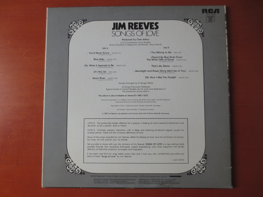 Jim Reeves – Songs of Love (1975) Vinyl LP