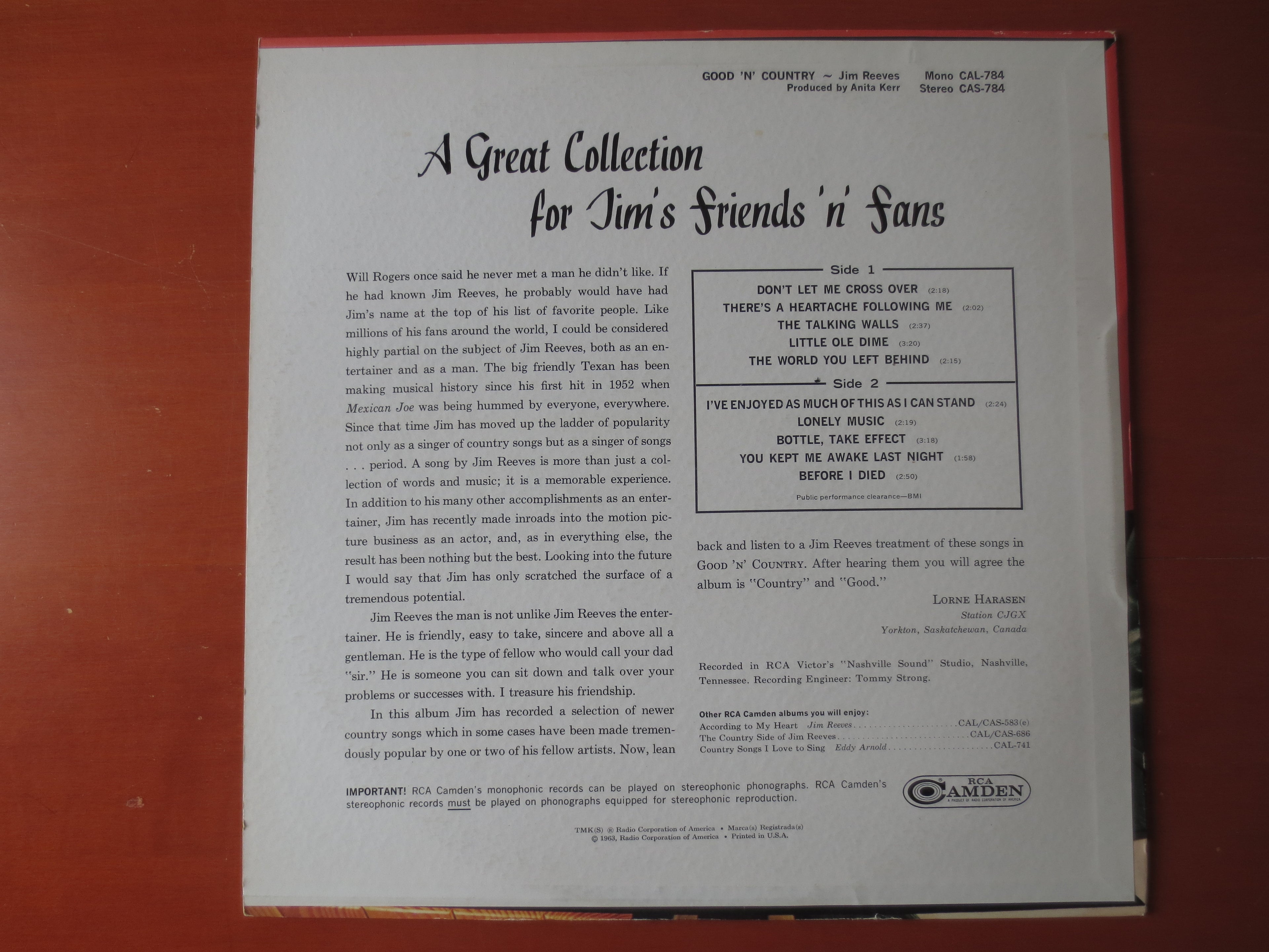 Jim Reeves – Good 'N' Country (1963) Vinyl LP