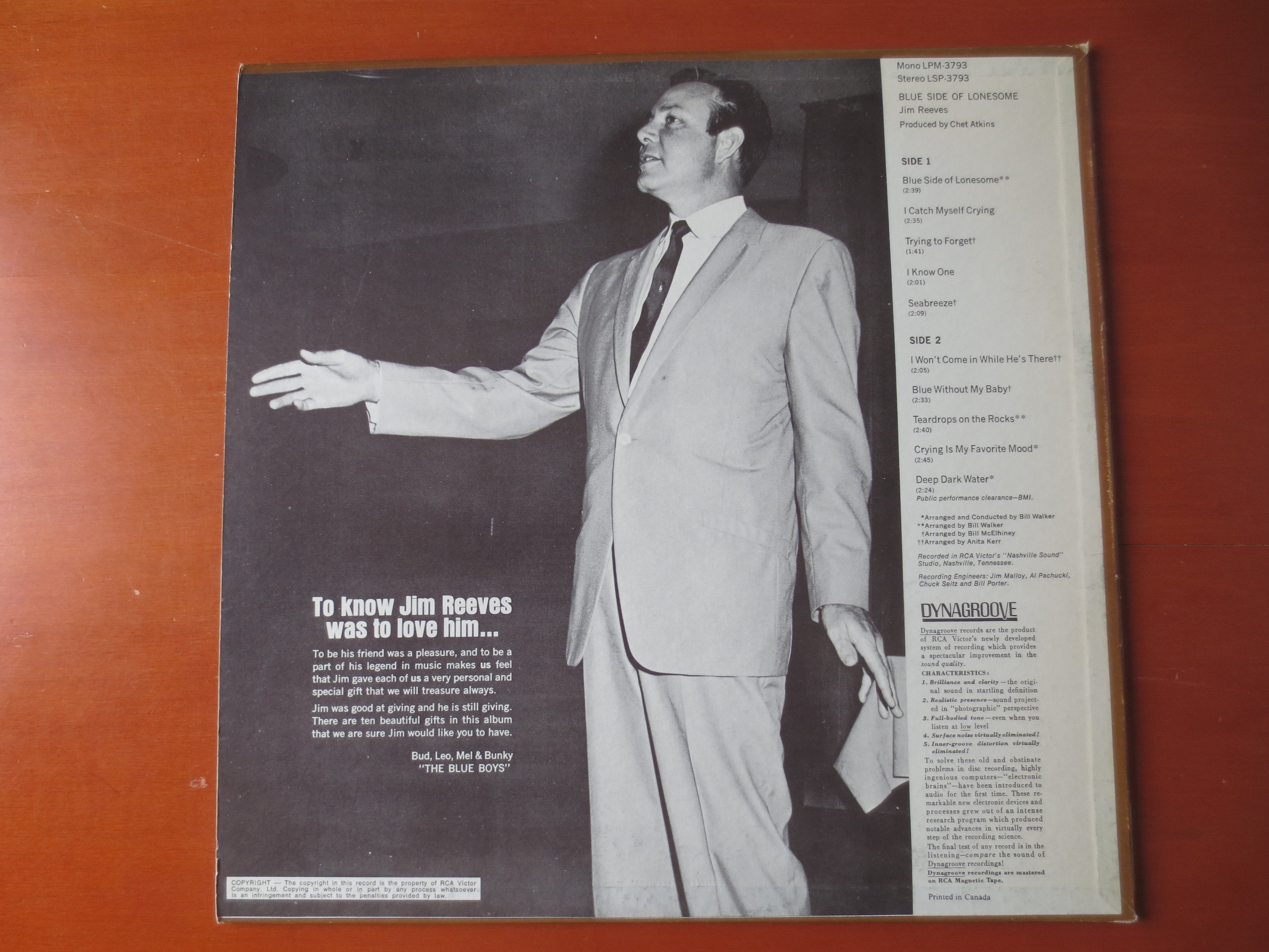 Jim Reeves – Blue Side of Lonesome (1967) Vinyl LP
