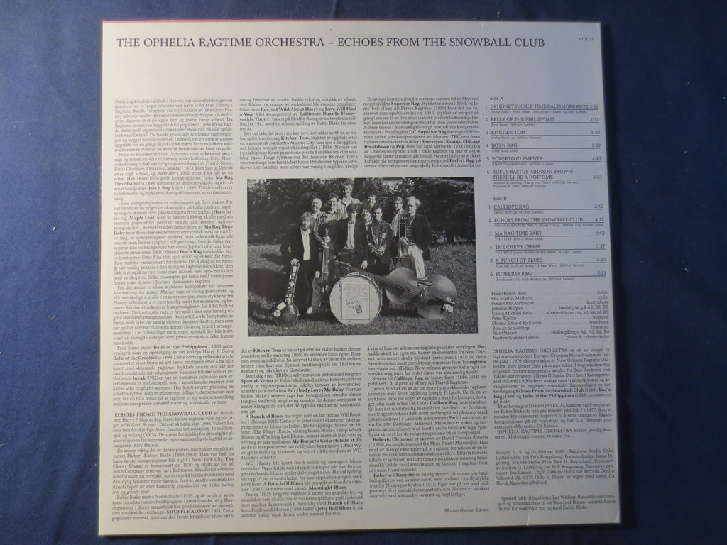 Ophelia Ragtime Orchestra – Echoes From the Snowball Club (1986) Vinyl LP
