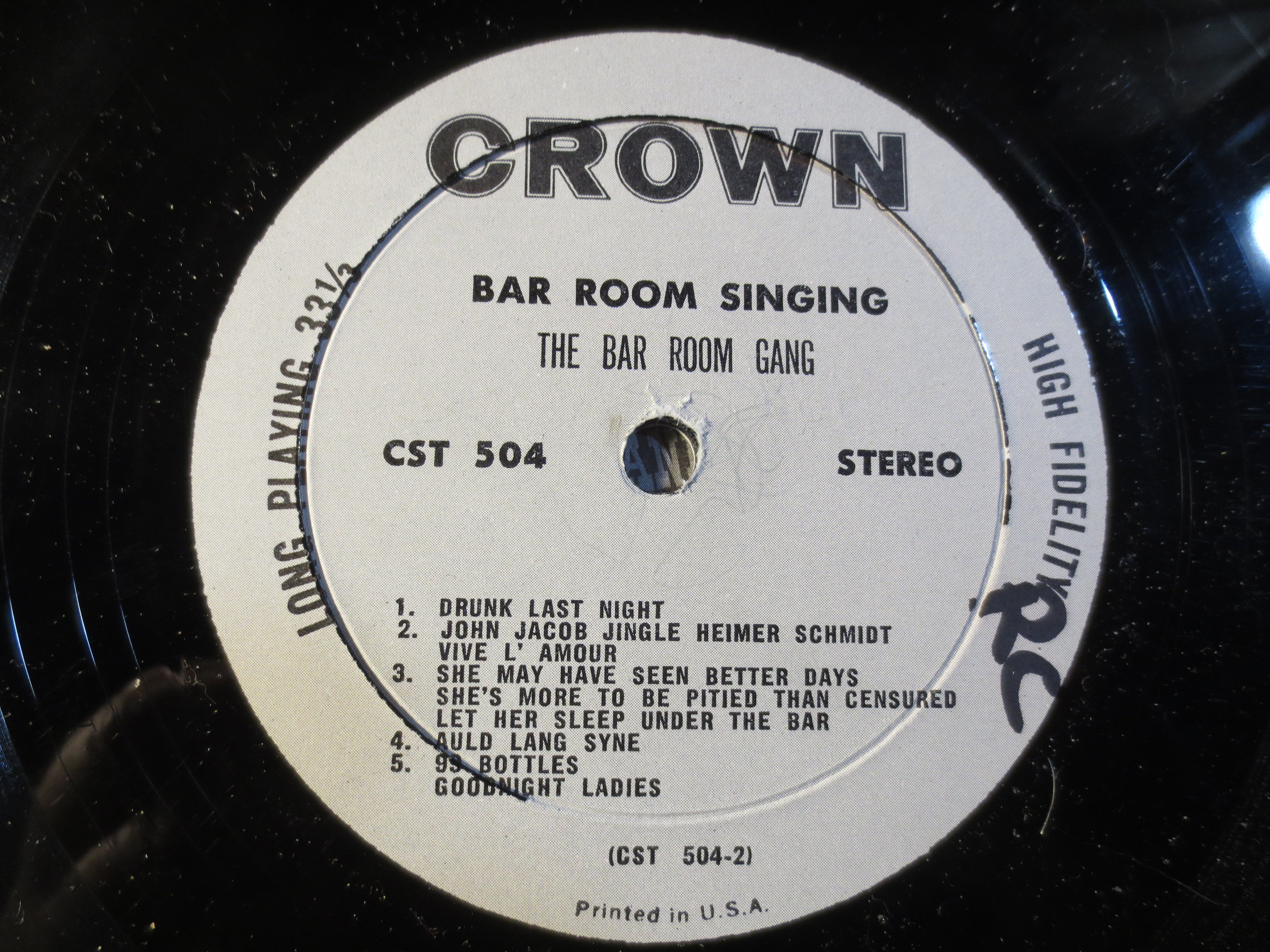 The Bar Room Gang – Bar Room Singing (1968) Vinyl LP