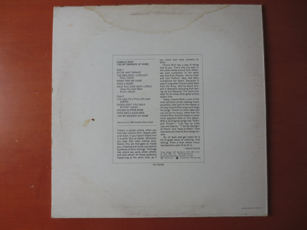 Charlie Rich – I Do My Swingin' at Home (1973) Vinyl LP