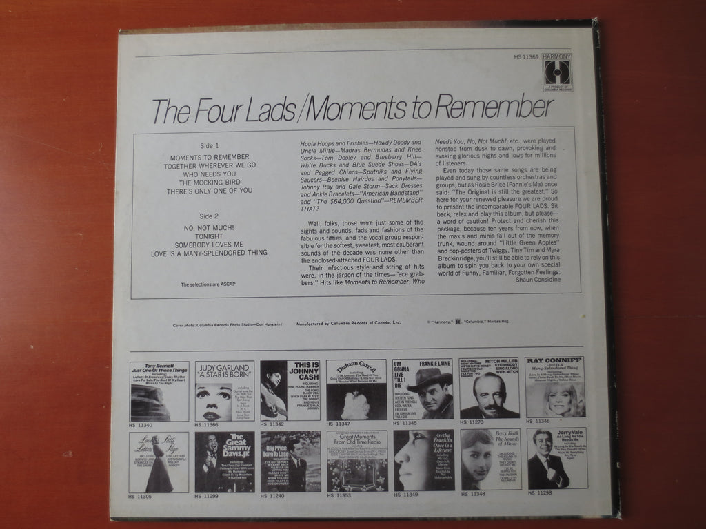 The Four Lads – Moments to Remember (1969) Vinyl LP