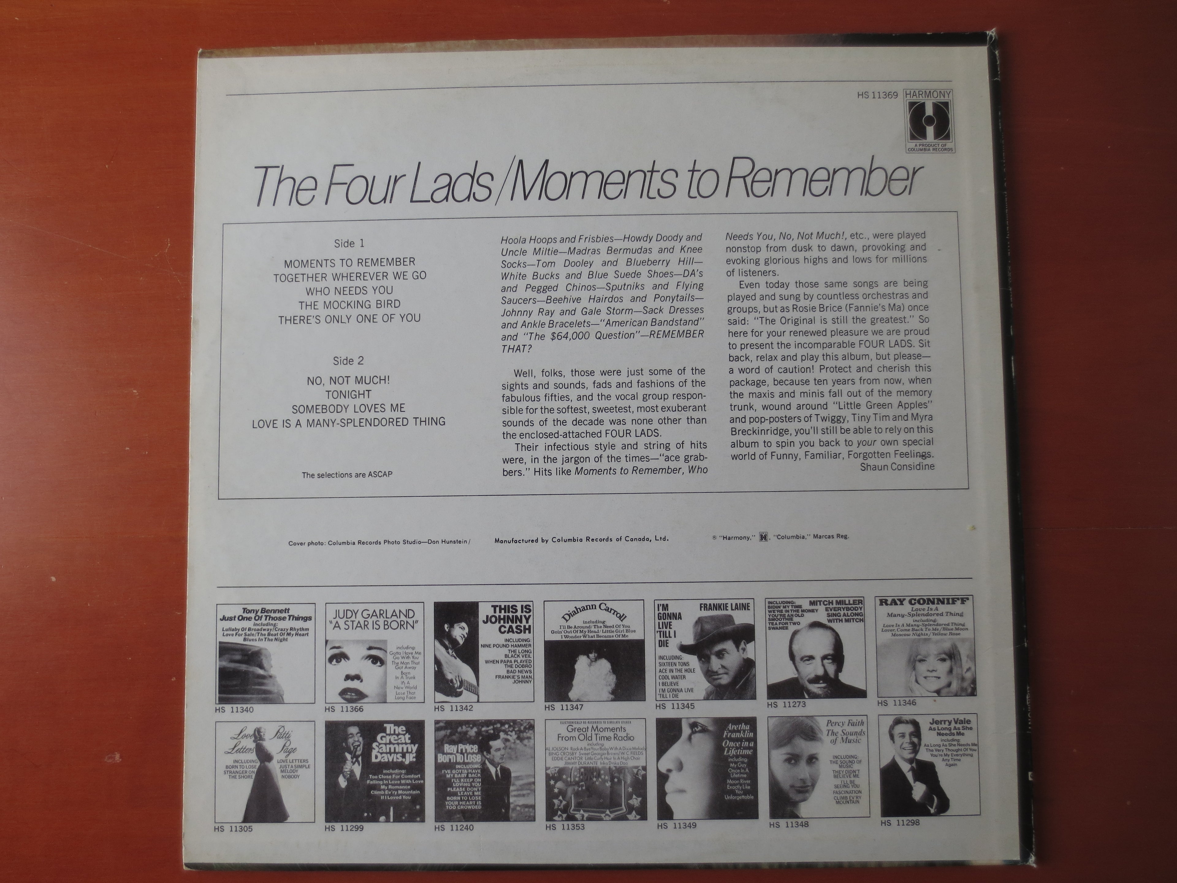 The Four Lads – Moments to Remember (1969) Vinyl LP