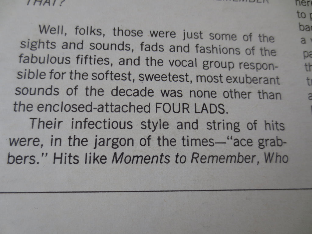 The Four Lads – Moments to Remember (1969) Vinyl LP