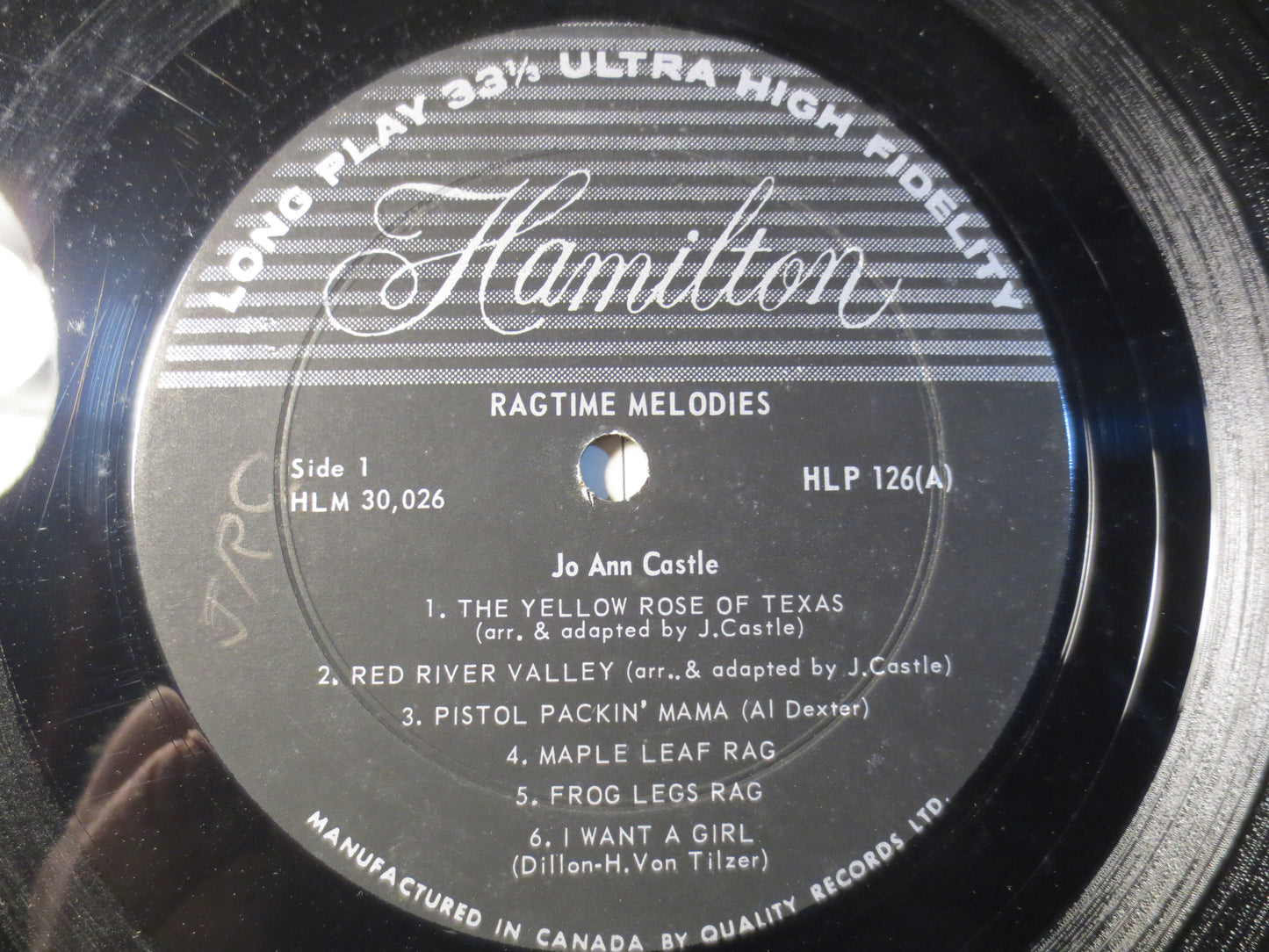 JO ANN CASTLE, Ragtime Melodies, Ragtime Records, Honky Tonk Records, Vintage Vinyl, Record Vinyl, Record, Lp, 1964 Records