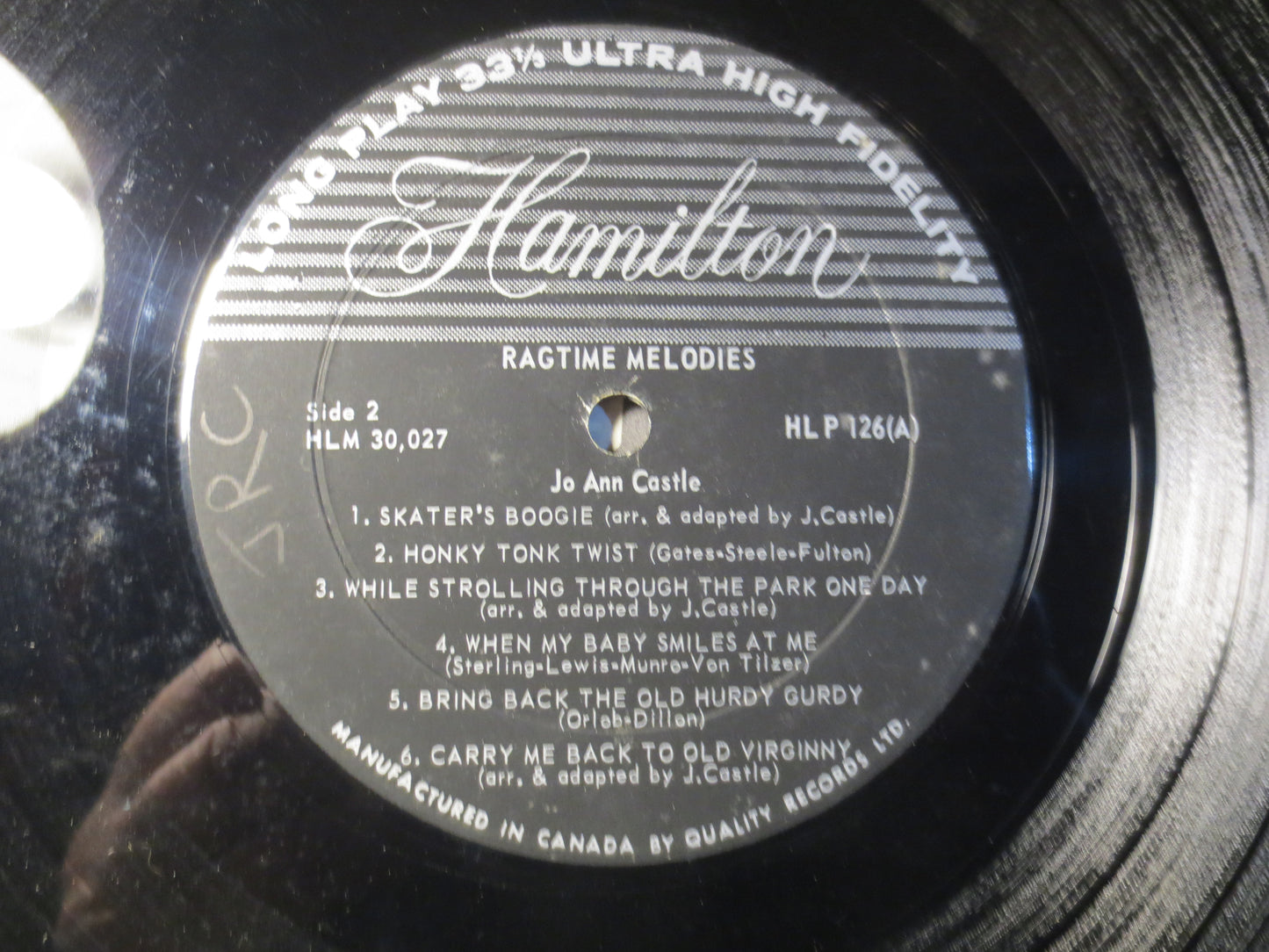 JO ANN CASTLE, Ragtime Melodies, Ragtime Records, Honky Tonk Records, Vintage Vinyl, Record Vinyl, Record, Lp, 1964 Records