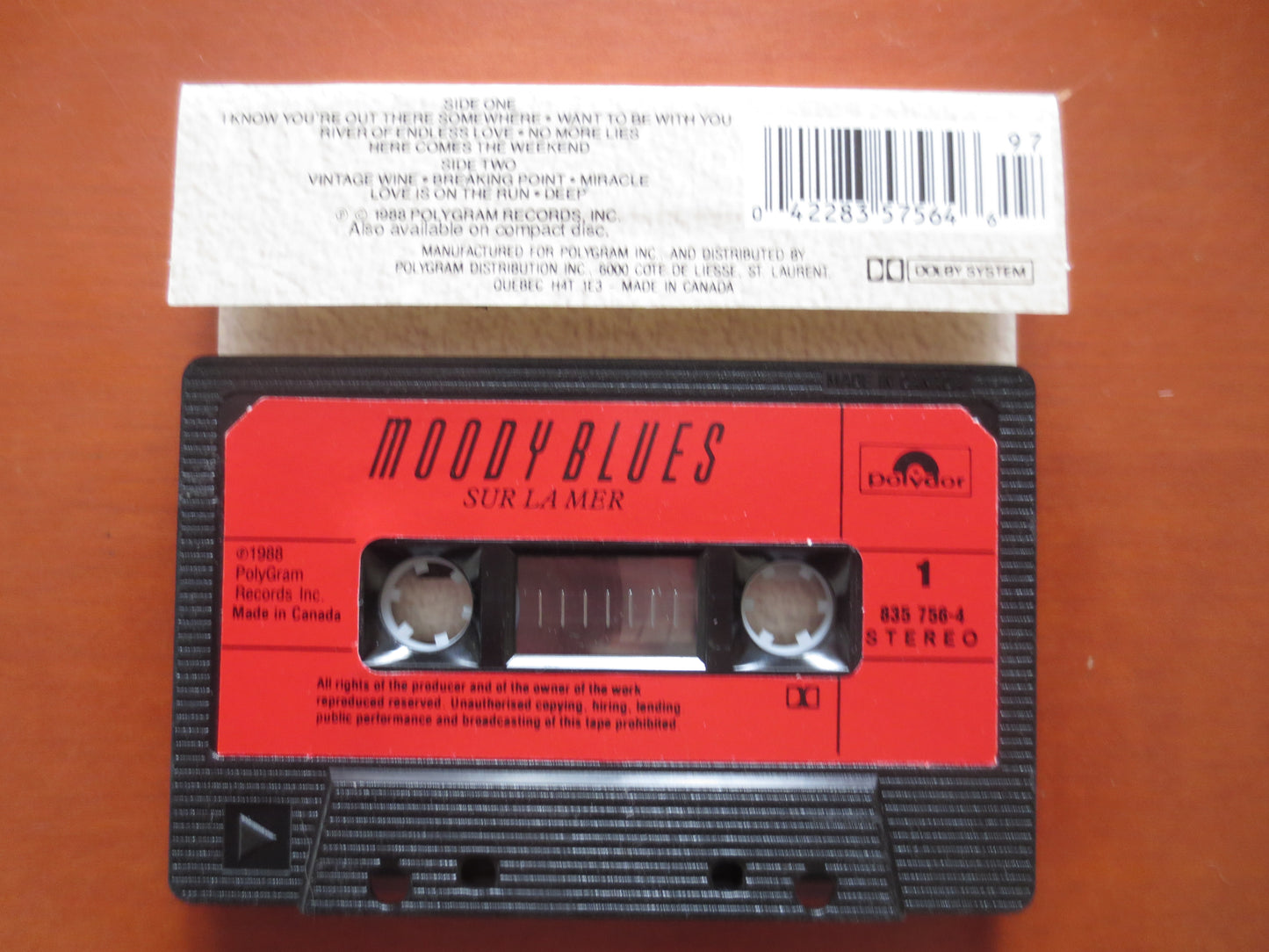 The MOODY BLUES, SURLAMER Album, Rock Tape, The Moody Blues Lp, Tape Cassette, Music Cassette, Pop Cassette, 1988 Cassette