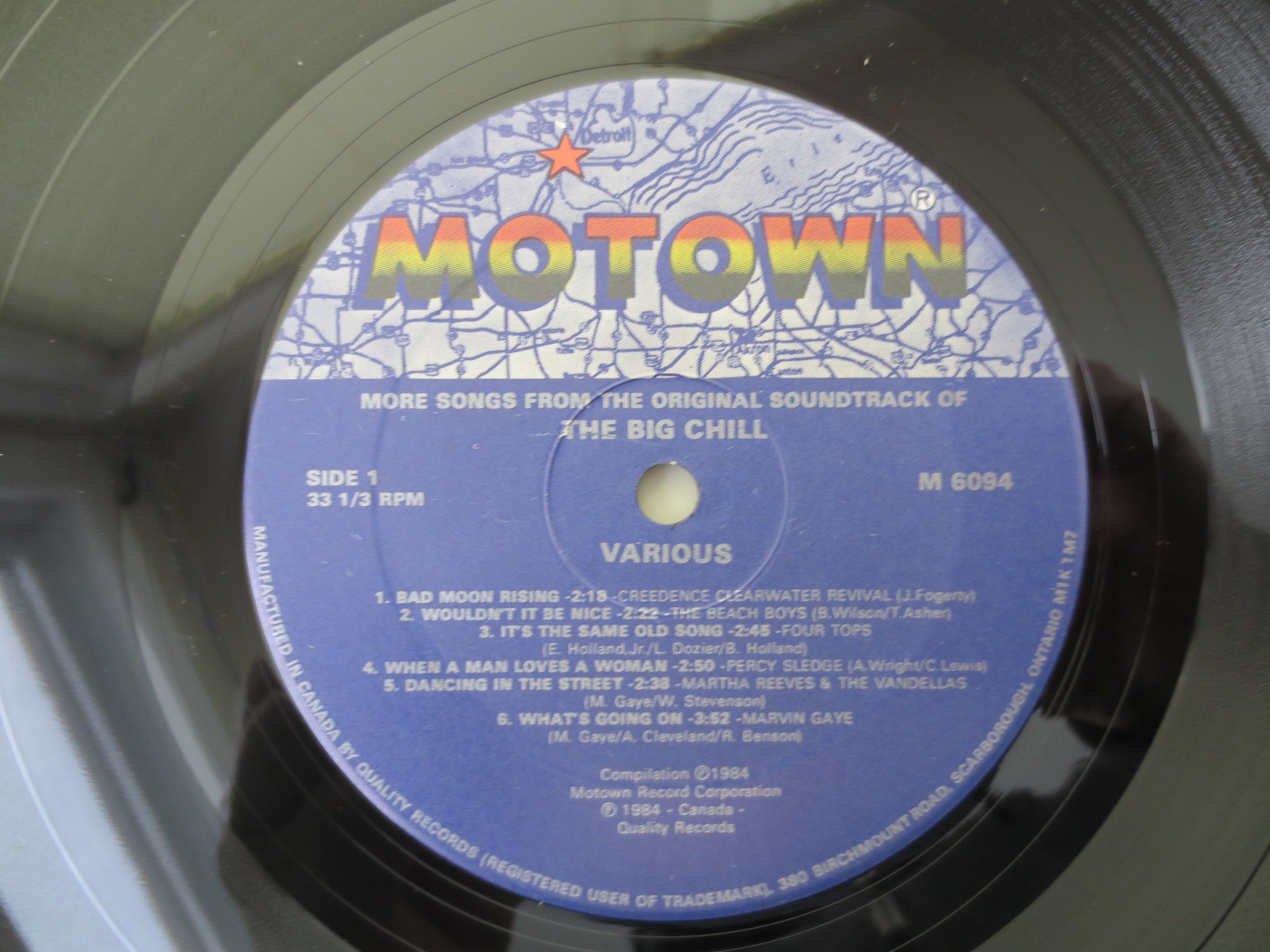 The BIG CHILL, Soundtrack LP, Motown, Marvin Gaye, 1983 Vintage Record