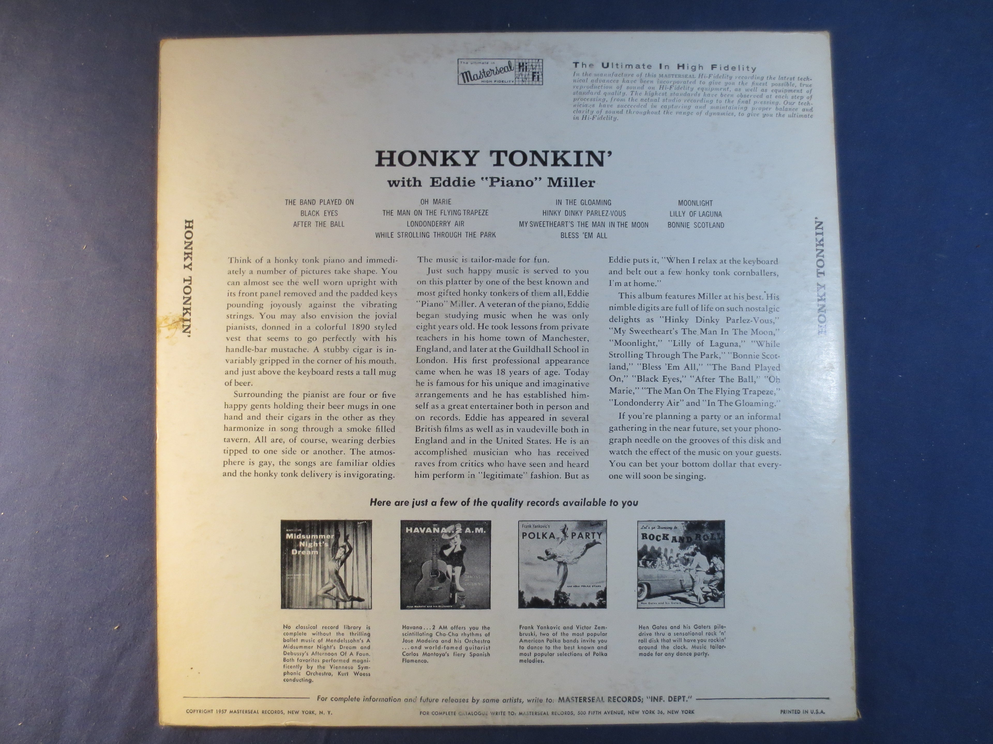 Eddie "Piano" Miller – Honky Tonkin' (1957) Vinyl LP