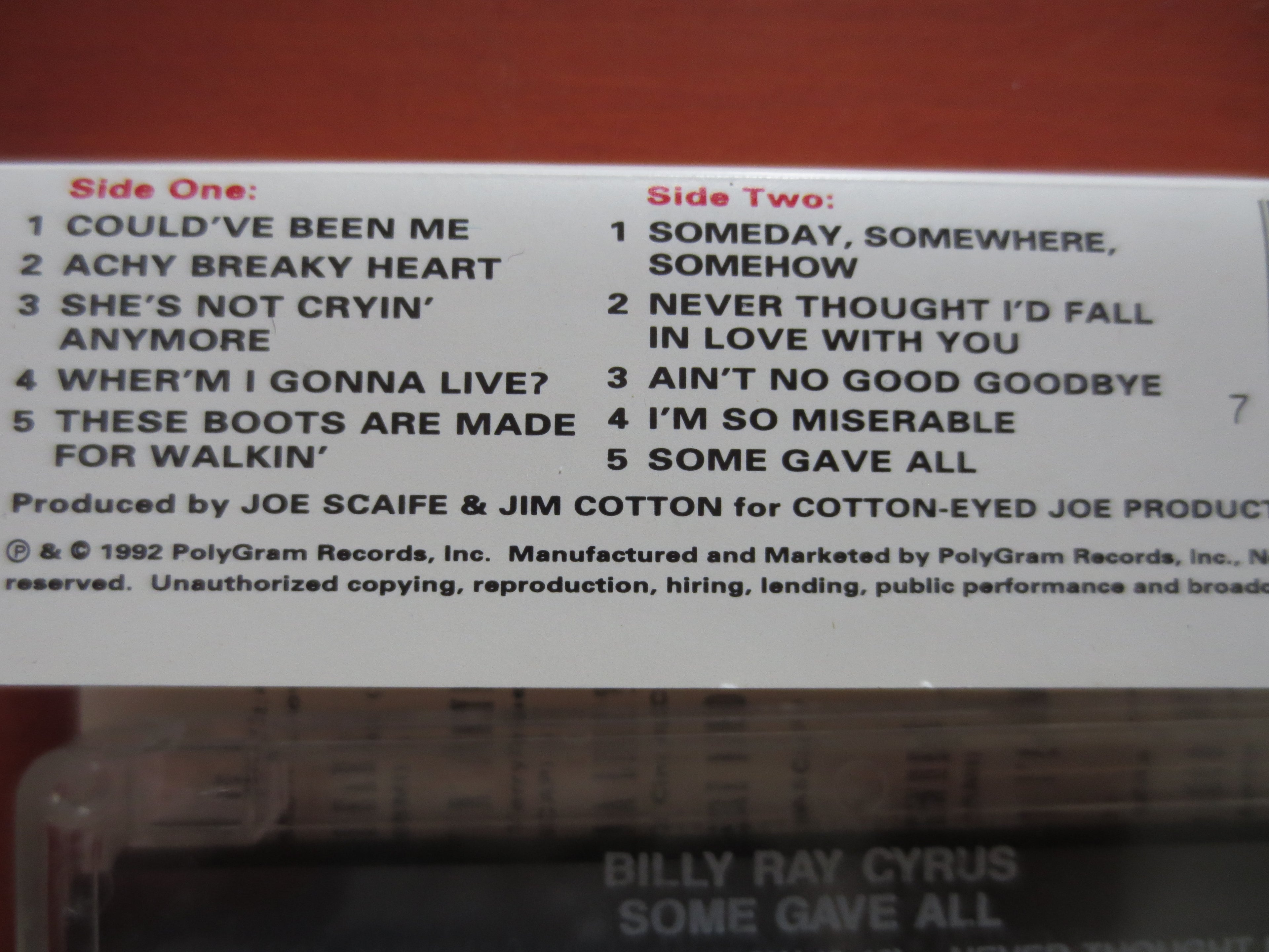 Billy Ray Cyrus – Some Gave All (1992) Cassette