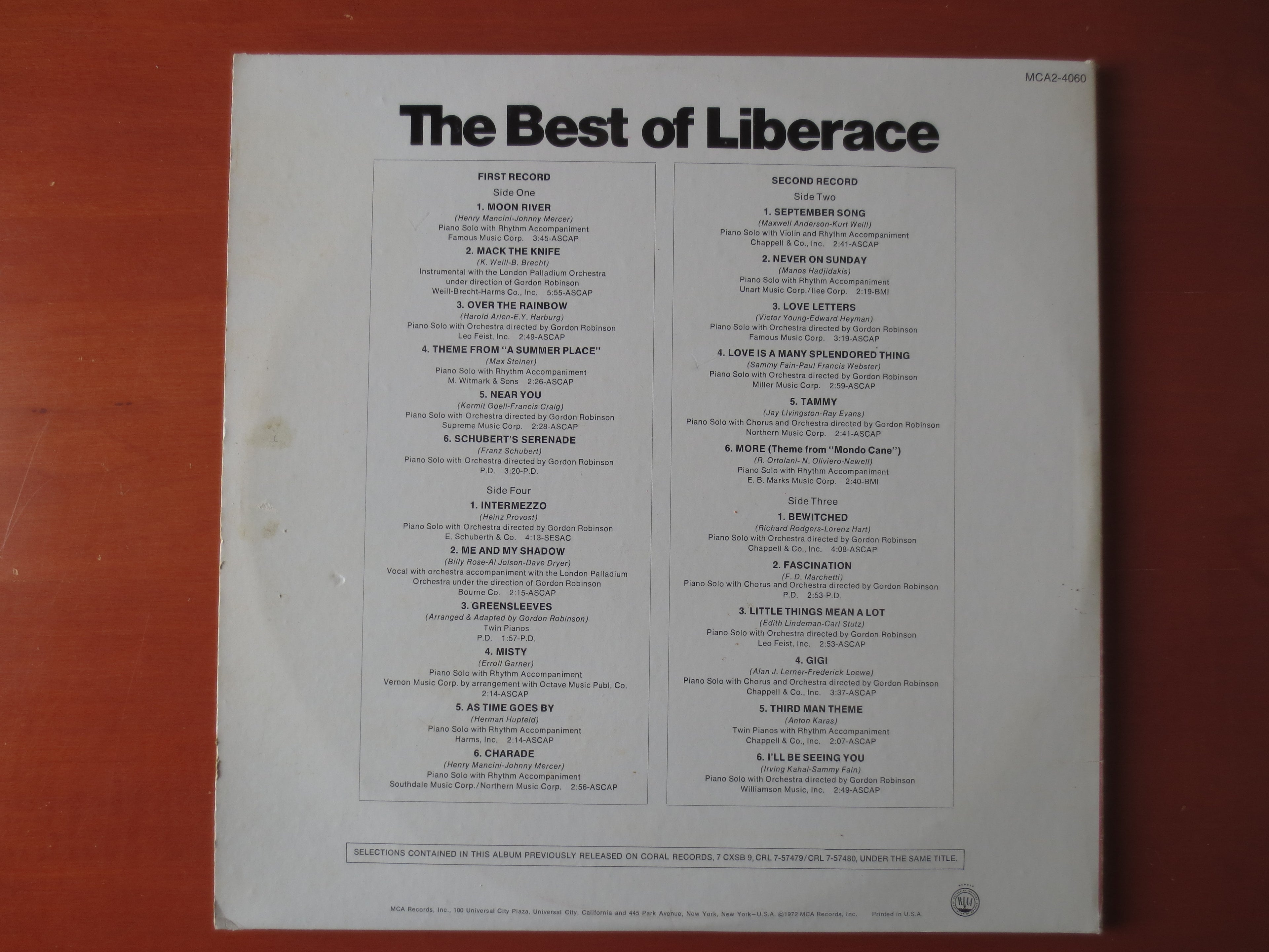 Liberace – The Best of Liberace (1972) Double Vinyl LP