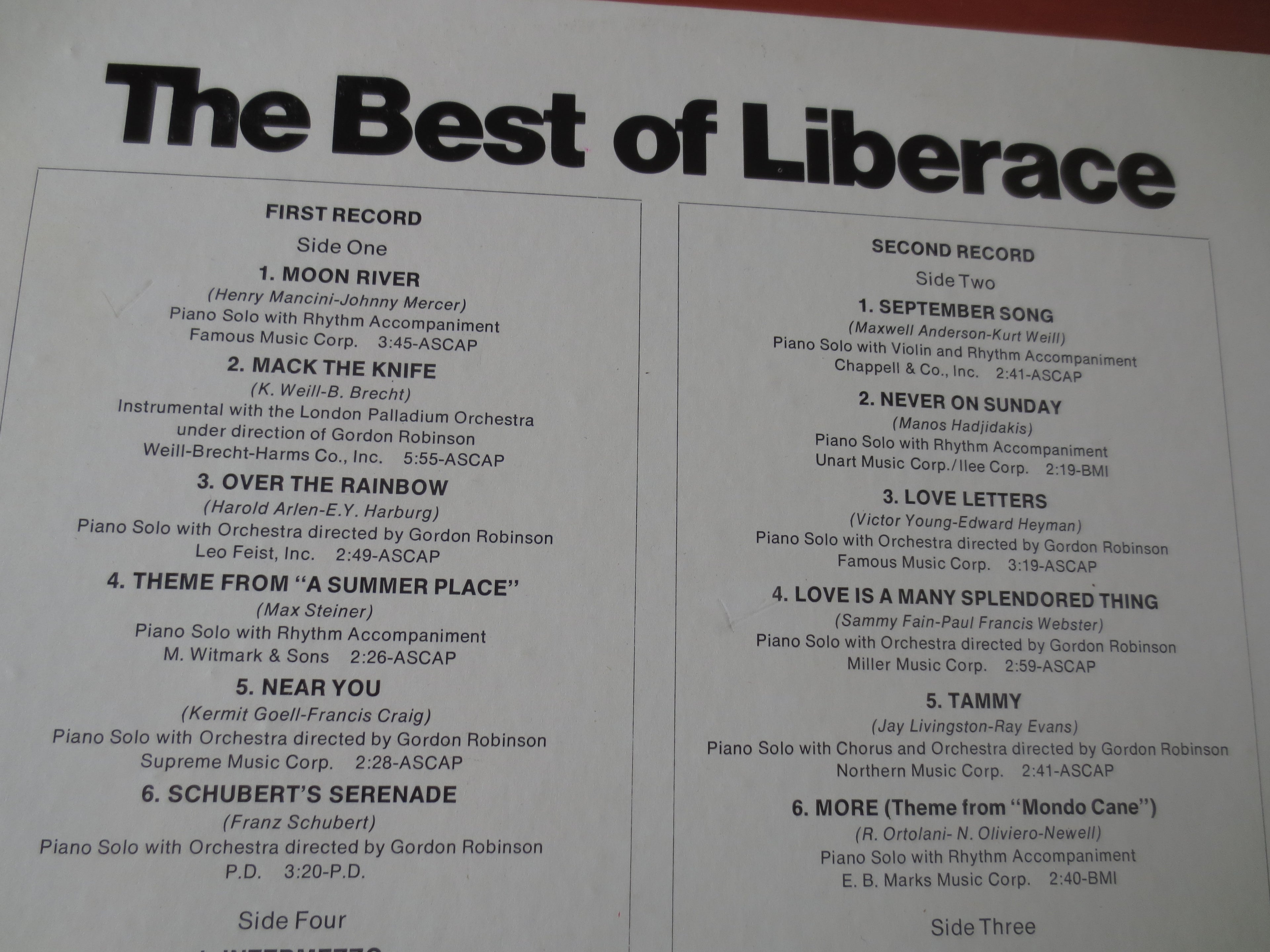 Liberace – The Best of Liberace (1972) Double Vinyl LP