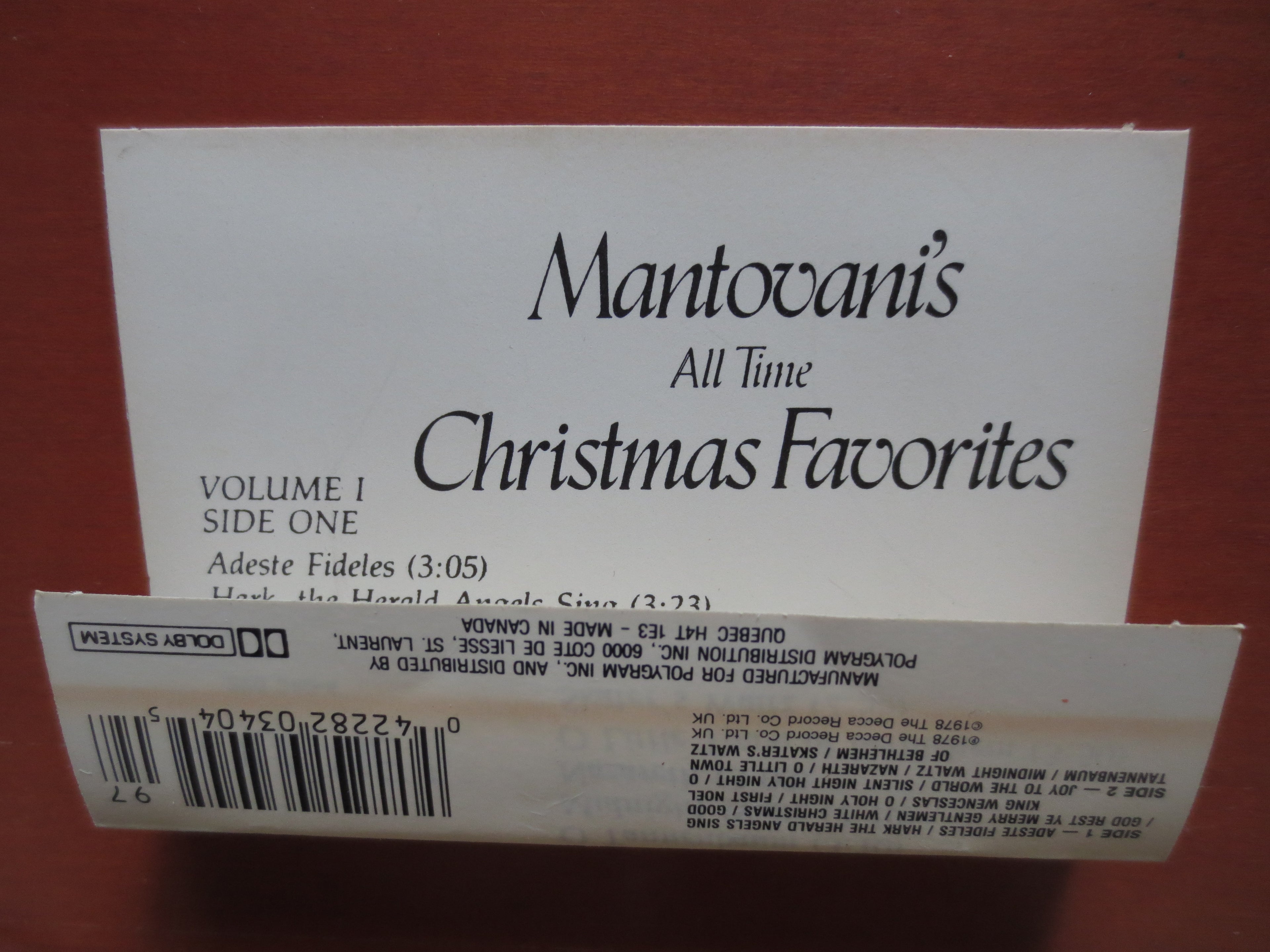 Mantovani – Christmas Favorites Volume One (1978) Cassette