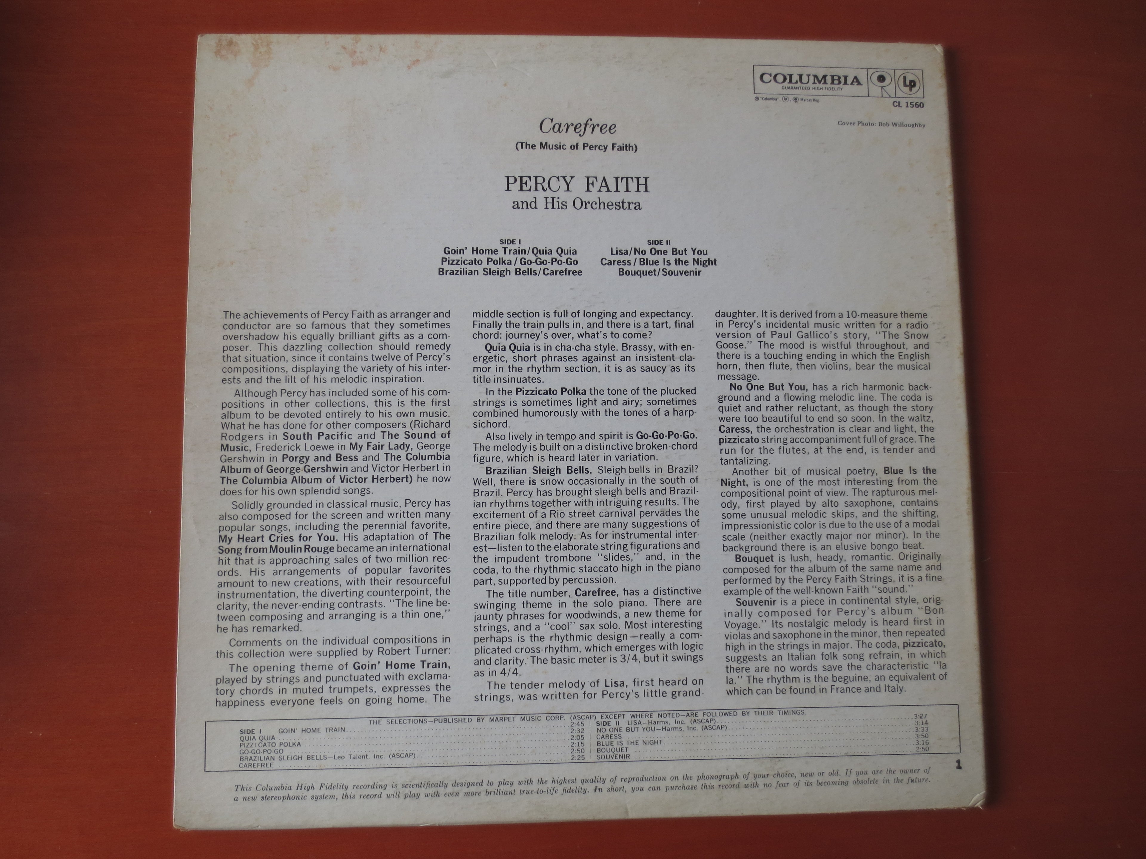 Percy Faith – Carefree (1961) Vinyl LP