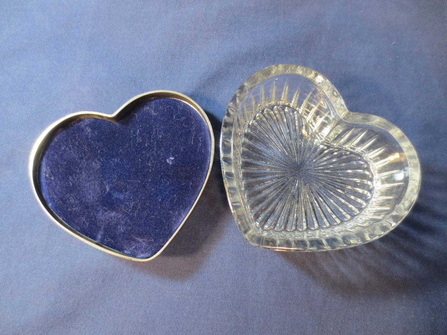 Vintage GLASS, HEART BOX, Vintage Cut Glass, Cut Glass Heart, Heart Shaped Box, Etched Glass, Etched Glassware, Glass Jewelry Box, Boxes
