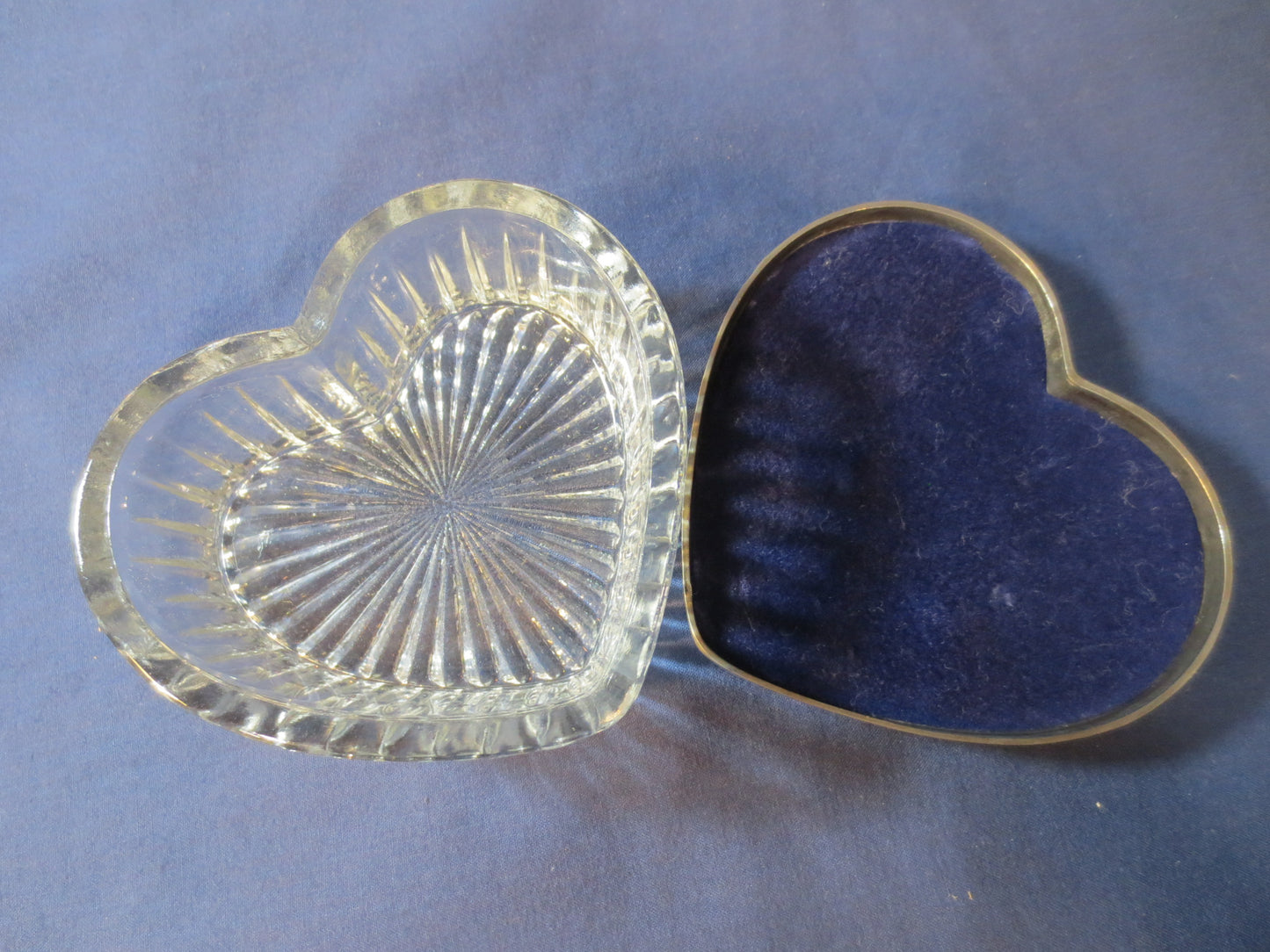 Vintage GLASS, HEART BOX, Vintage Cut Glass, Cut Glass Heart, Heart Shaped Box, Etched Glass, Etched Glassware, Glass Jewelry Box, Boxes