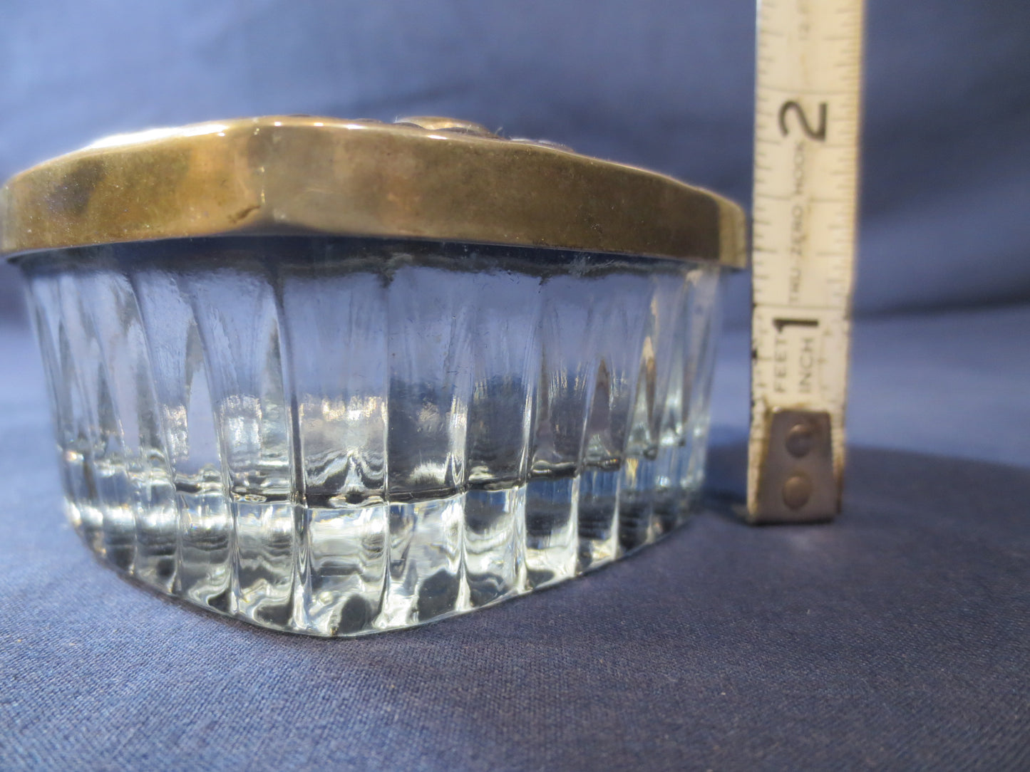 Vintage GLASS, HEART BOX, Vintage Cut Glass, Cut Glass Heart, Heart Shaped Box, Etched Glass, Etched Glassware, Glass Jewelry Box, Boxes