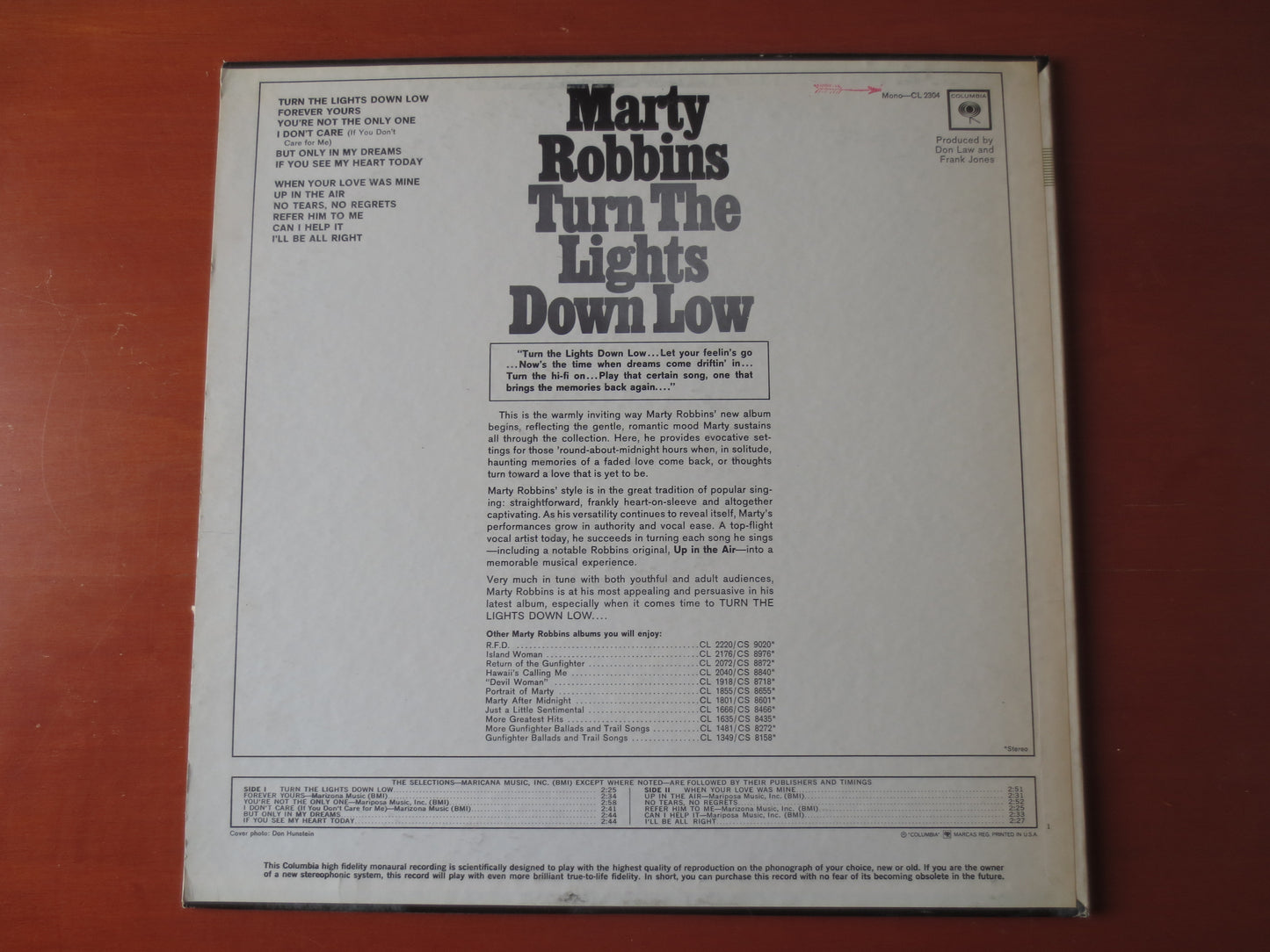 MARTY ROBBINS, Turn The LIGHTS Down Low, Country Records, Vinyl, Marty Robbins Record, Marty Robbins Albums, 1965 Records