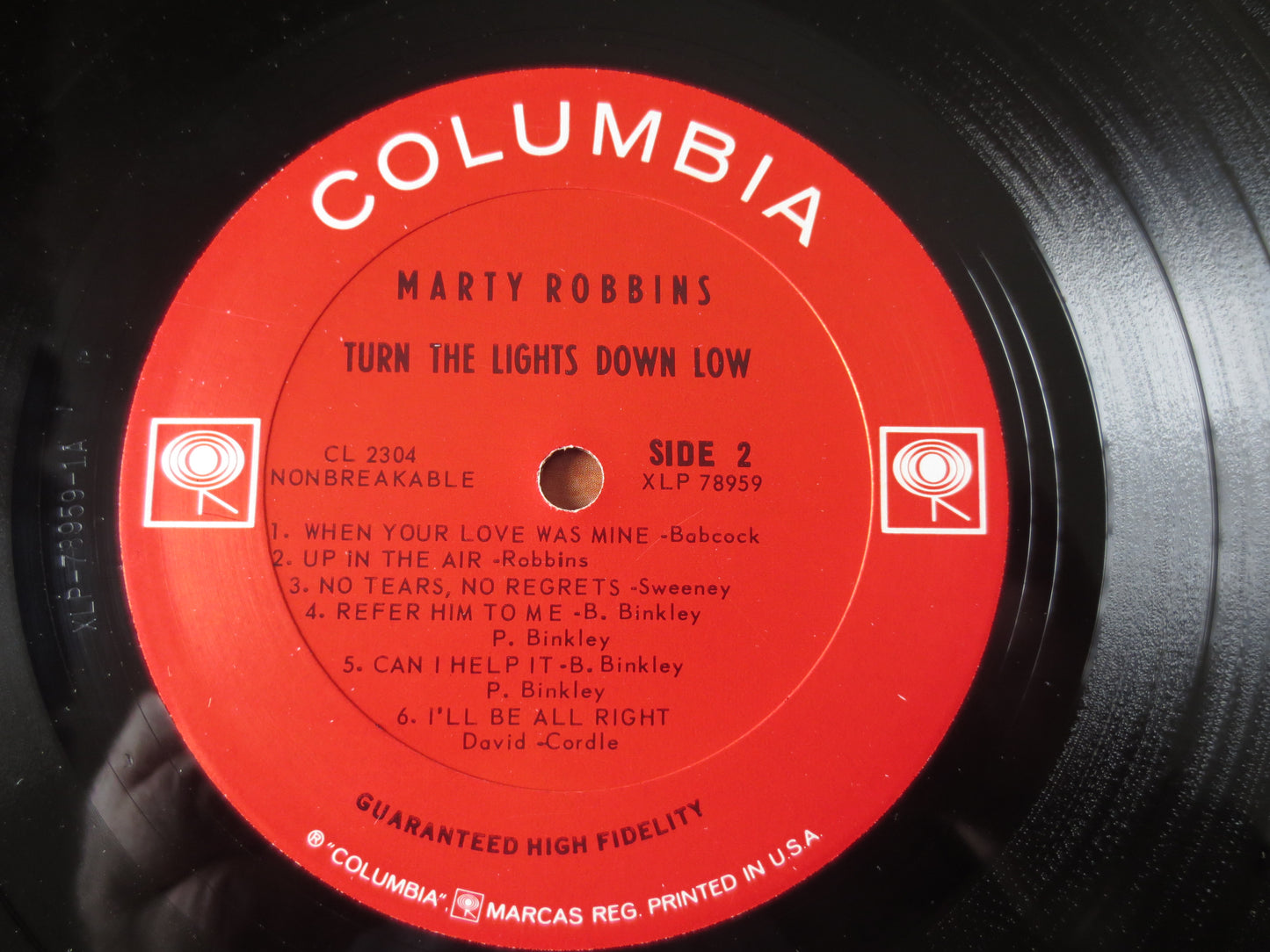 MARTY ROBBINS, Turn The LIGHTS Down Low, Country Records, Vinyl, Marty Robbins Record, Marty Robbins Albums, 1965 Records