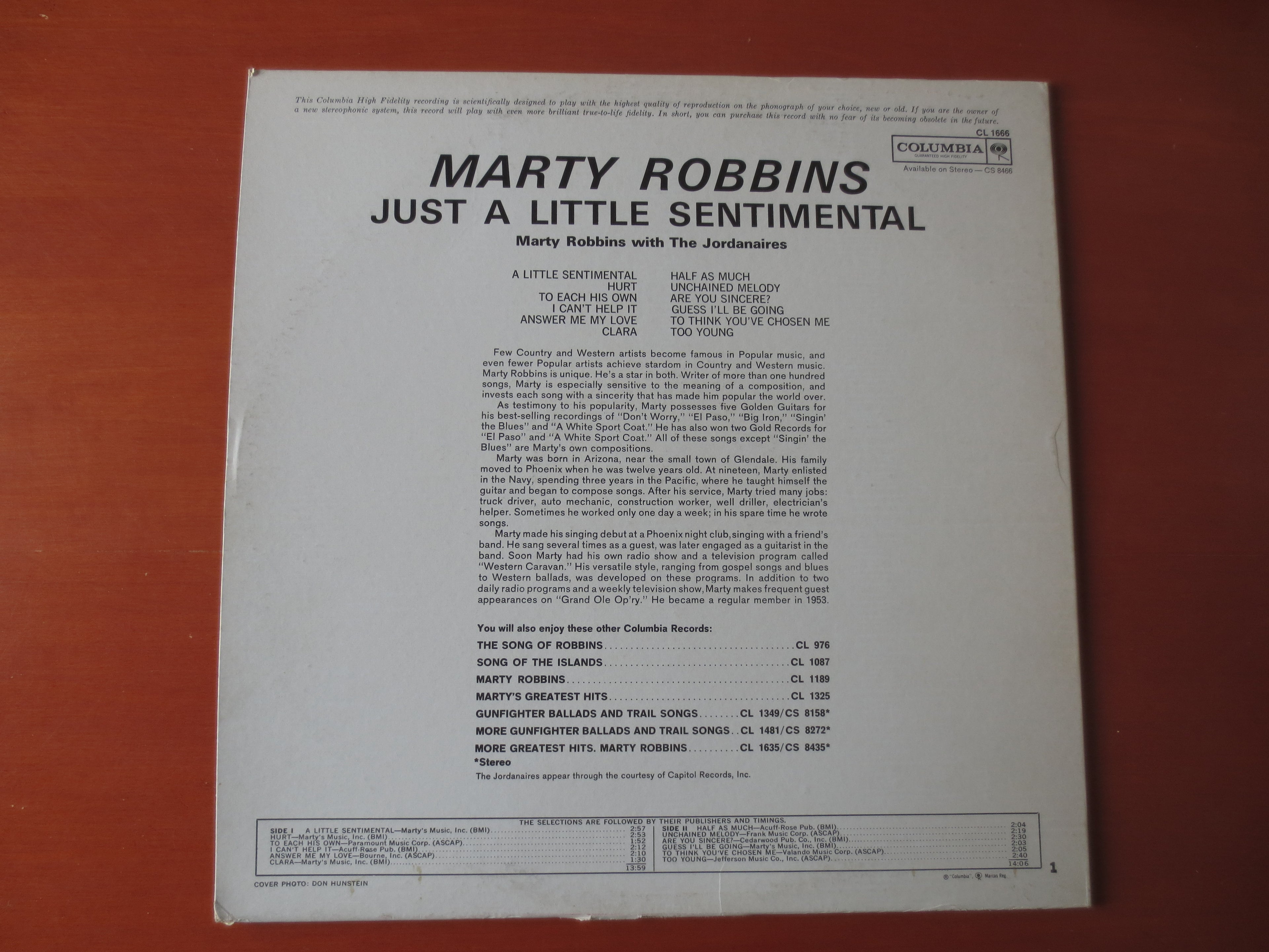 Marty Robbins – Just A Little Sentimental (1961) Vinyl LP