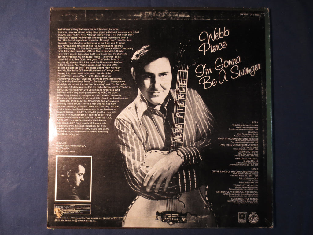 Webb Pierce – I'm Gonna Be a Swinger (1973) Vinyl LP