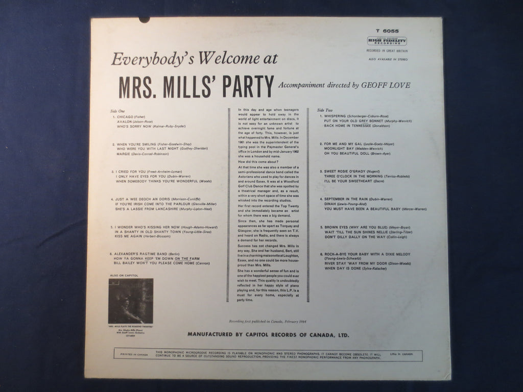 Mrs. Mills – Everybody's Welcome at Mrs. Mills' Party (1964) Vinyl LP