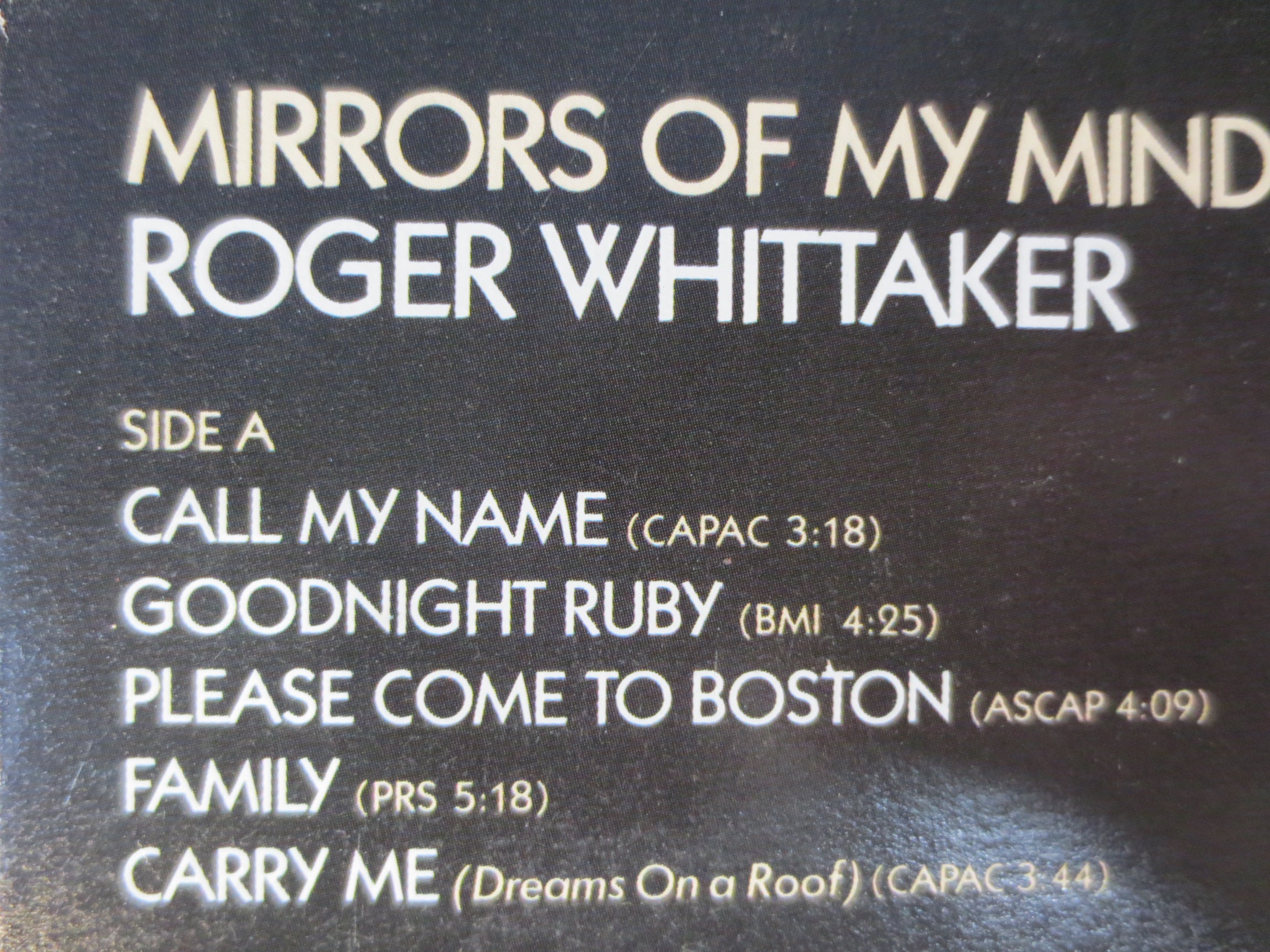 Roger Whittaker – Mirrors of My Mind (1979) Vinyl LP