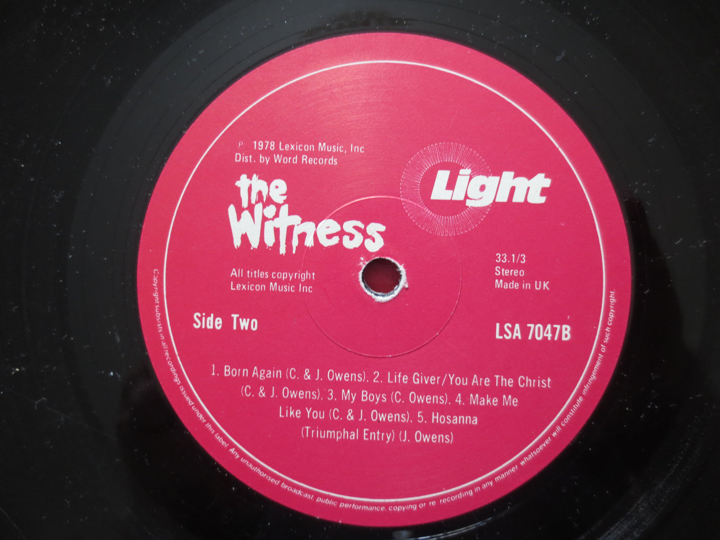 BARRY McGUIRE, The WITNESS, Soundtrack Album, Folk Record, Vintage Vinyl, Record Vinyl, Records, Vinyl Record, 1978 Records