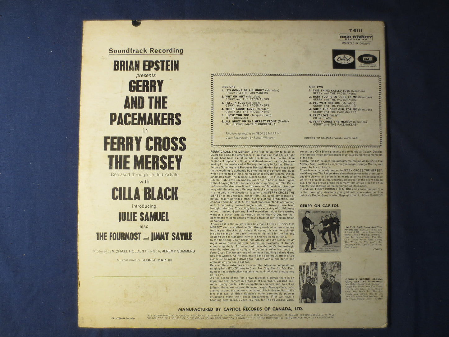 GERRY and the PACEMAKERS, FERRY Cross the Mersey, Vintage Vinyl, Record Vinyl, Record, Vinyl Record, Vinyl, 1965 Records