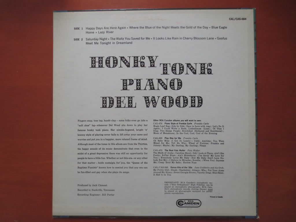 Del Wood – Honky-Tonk Piano (1961) Vinyl LP