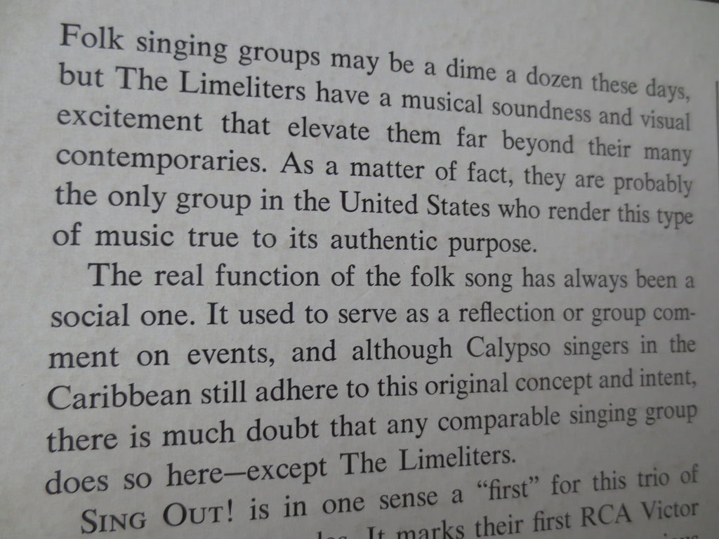 The Limeliters – Sing Out! (1962) Vinyl LP