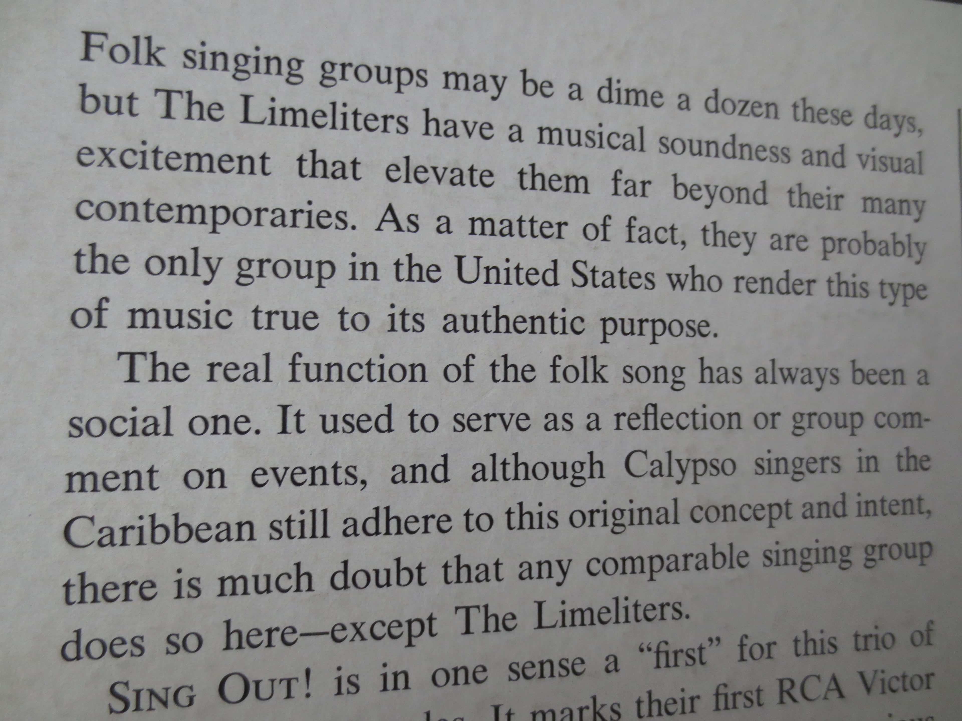 The Limeliters – Sing Out! (1962) Vinyl LP