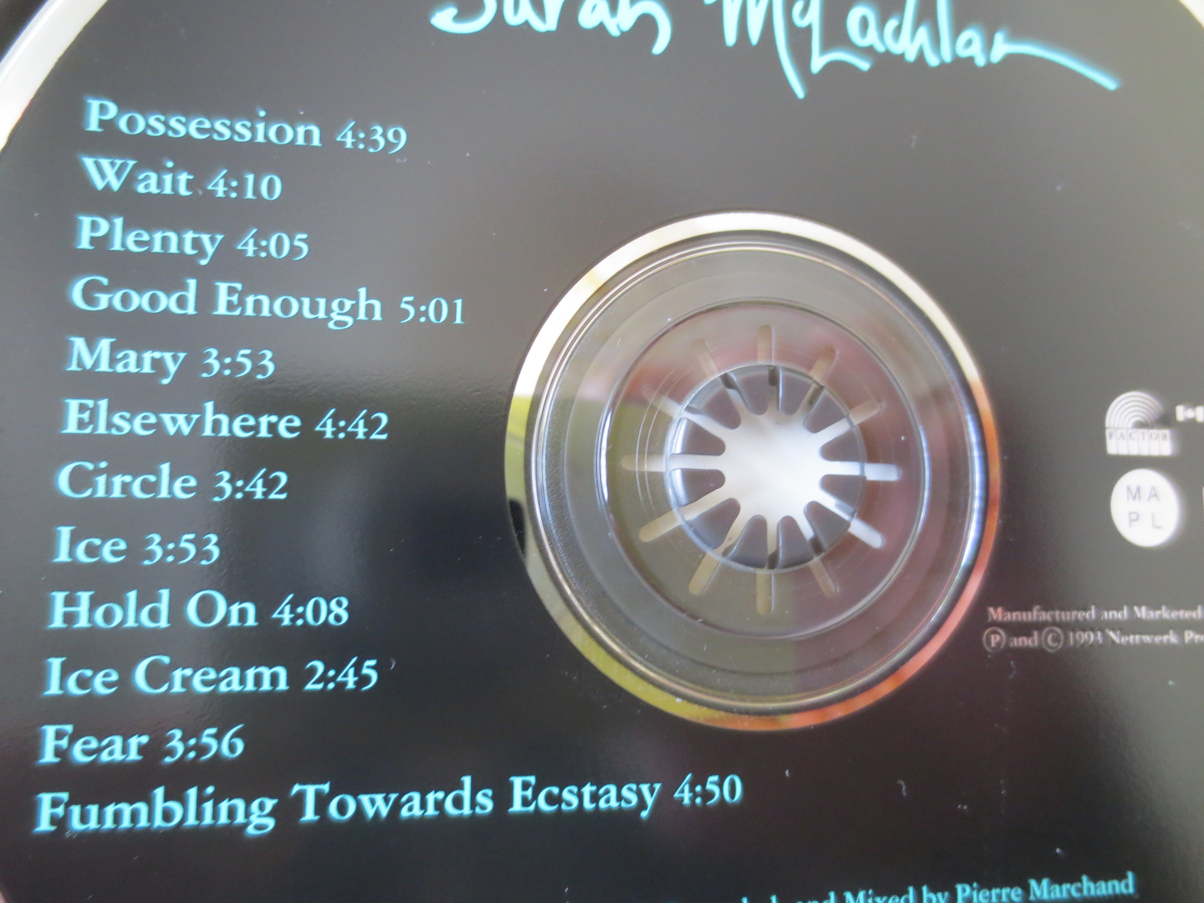 Sarah McLachlan – Fumbling Towards Ecstasy (1993) CD
