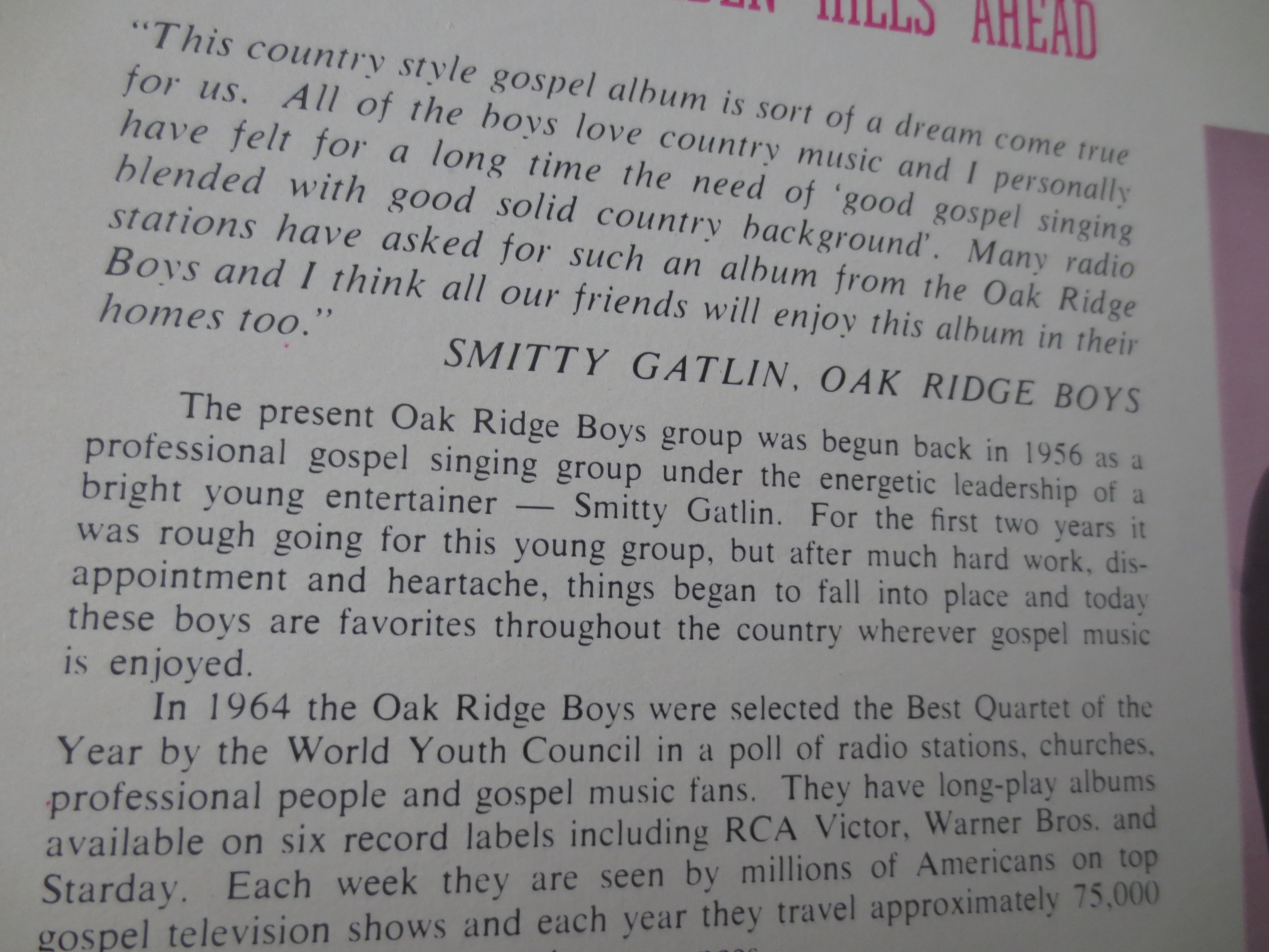 The Oak Ridge Boys – The Sensational Oak Ridge Boys (1965) Vinyl LP