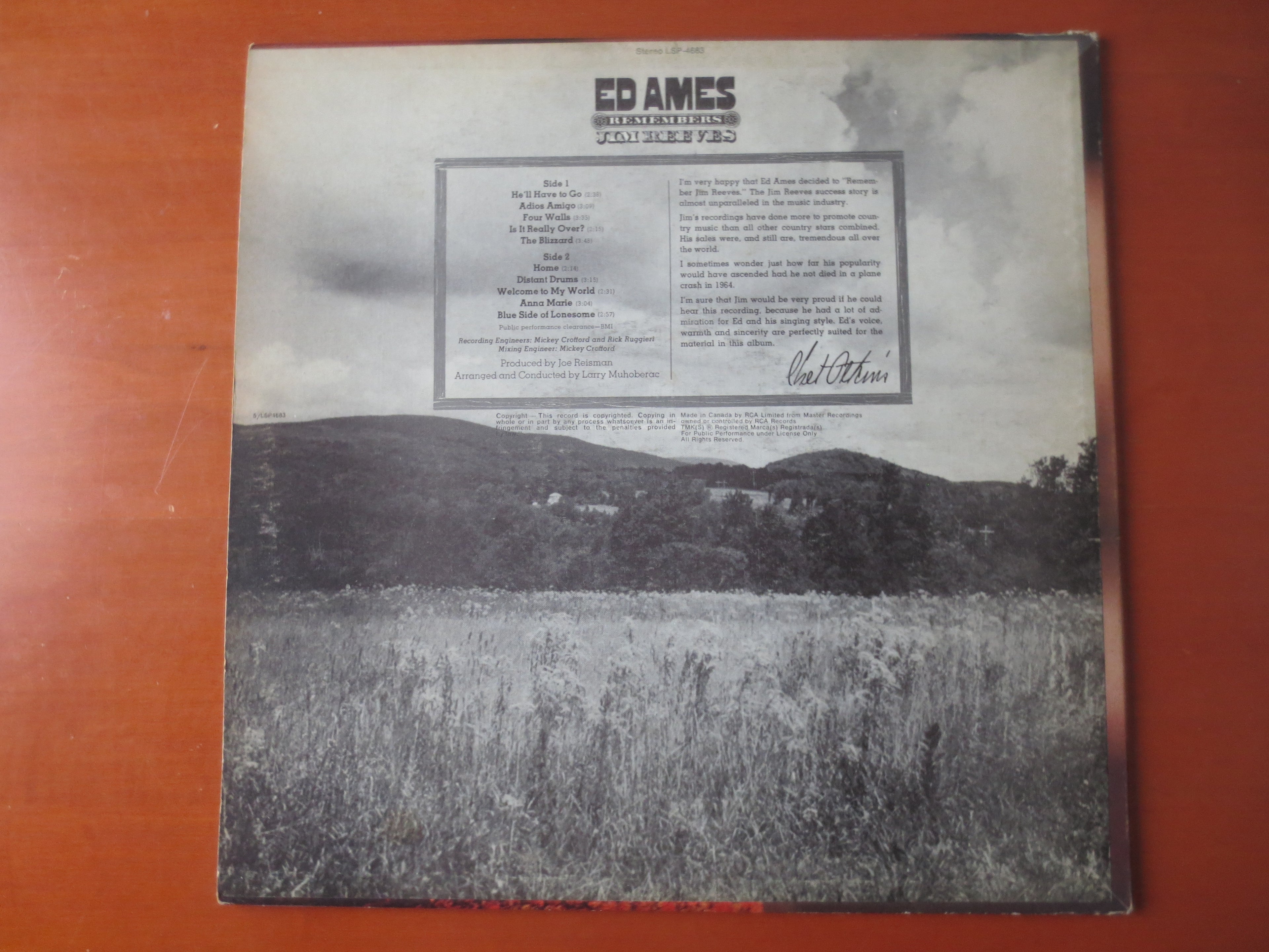 Ed Ames – Remembers Jim Reeves (1972) Vinyl LP