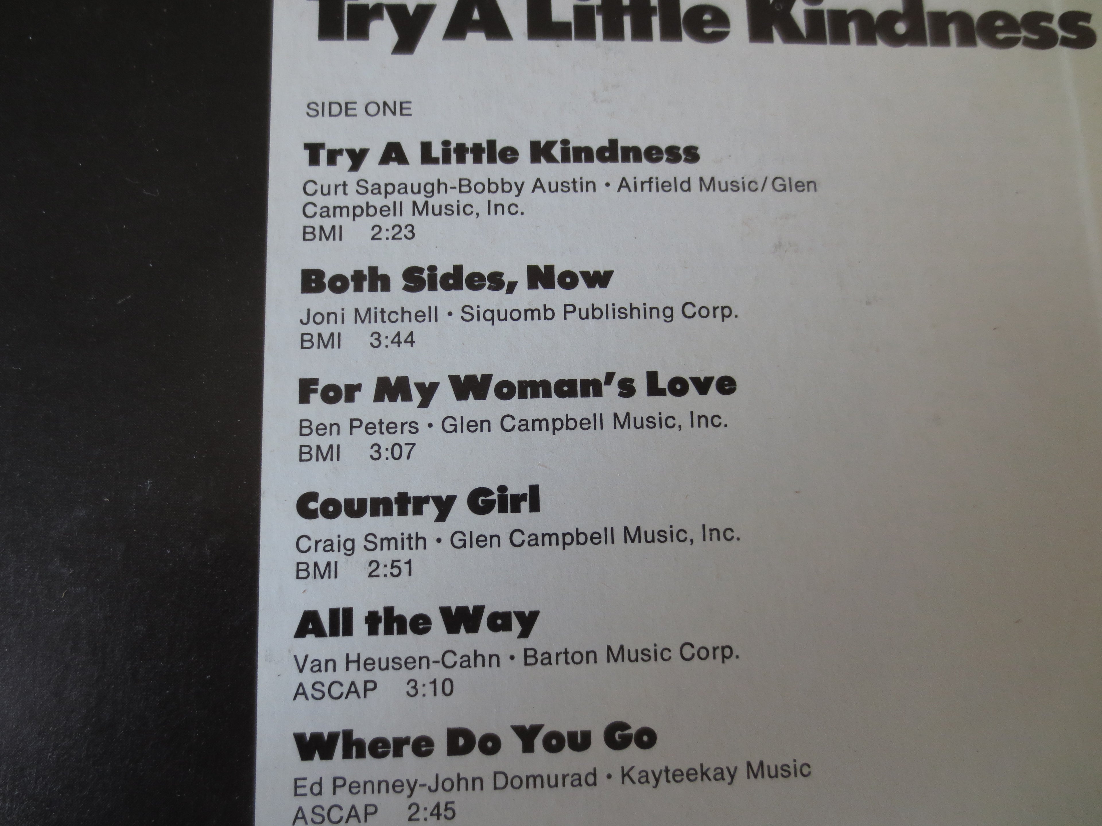 Glen Campbell – Try a Little Kindness (1970) Vinyl LP